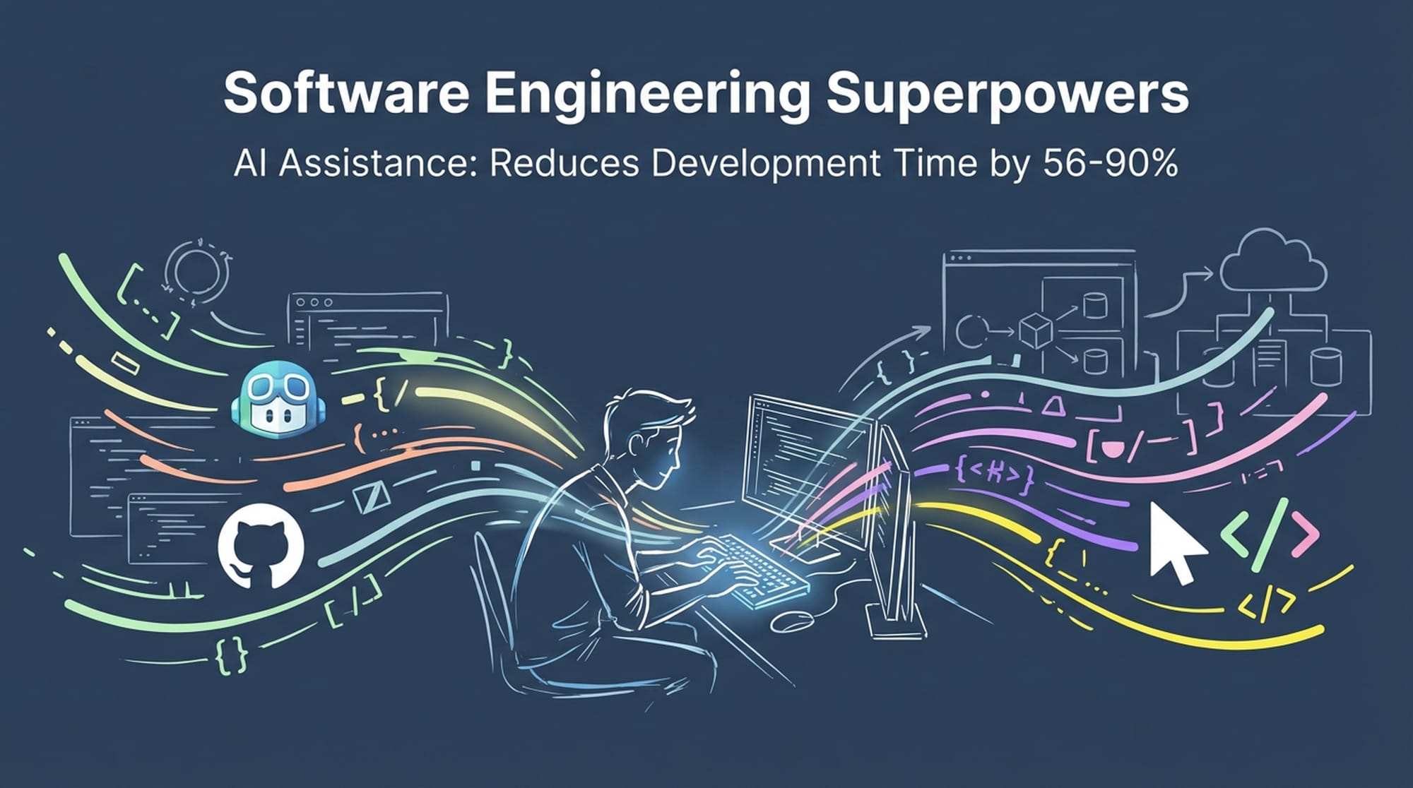 Developer coding rapidly with AI assistance