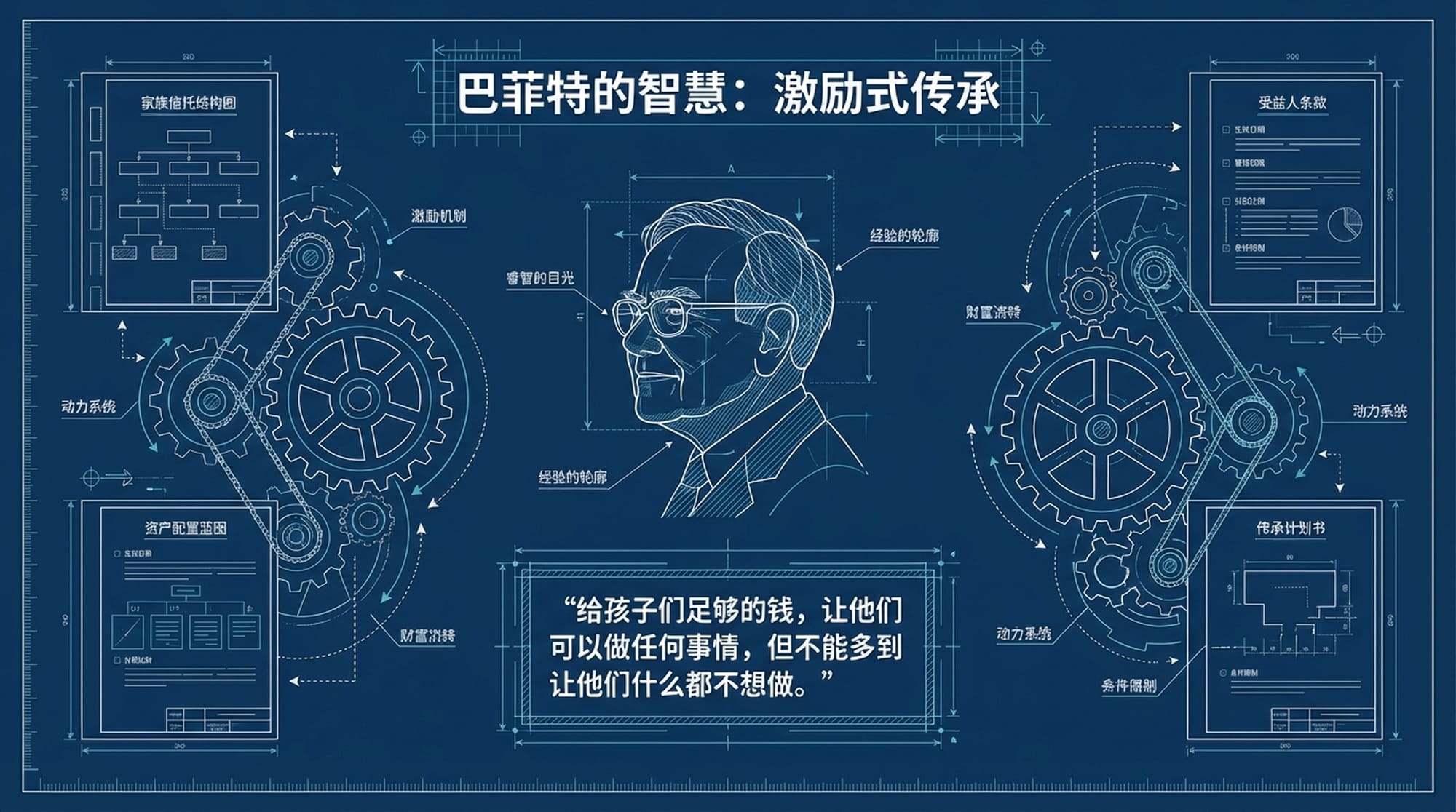 巴菲特肖像及名言,强调机制化传承