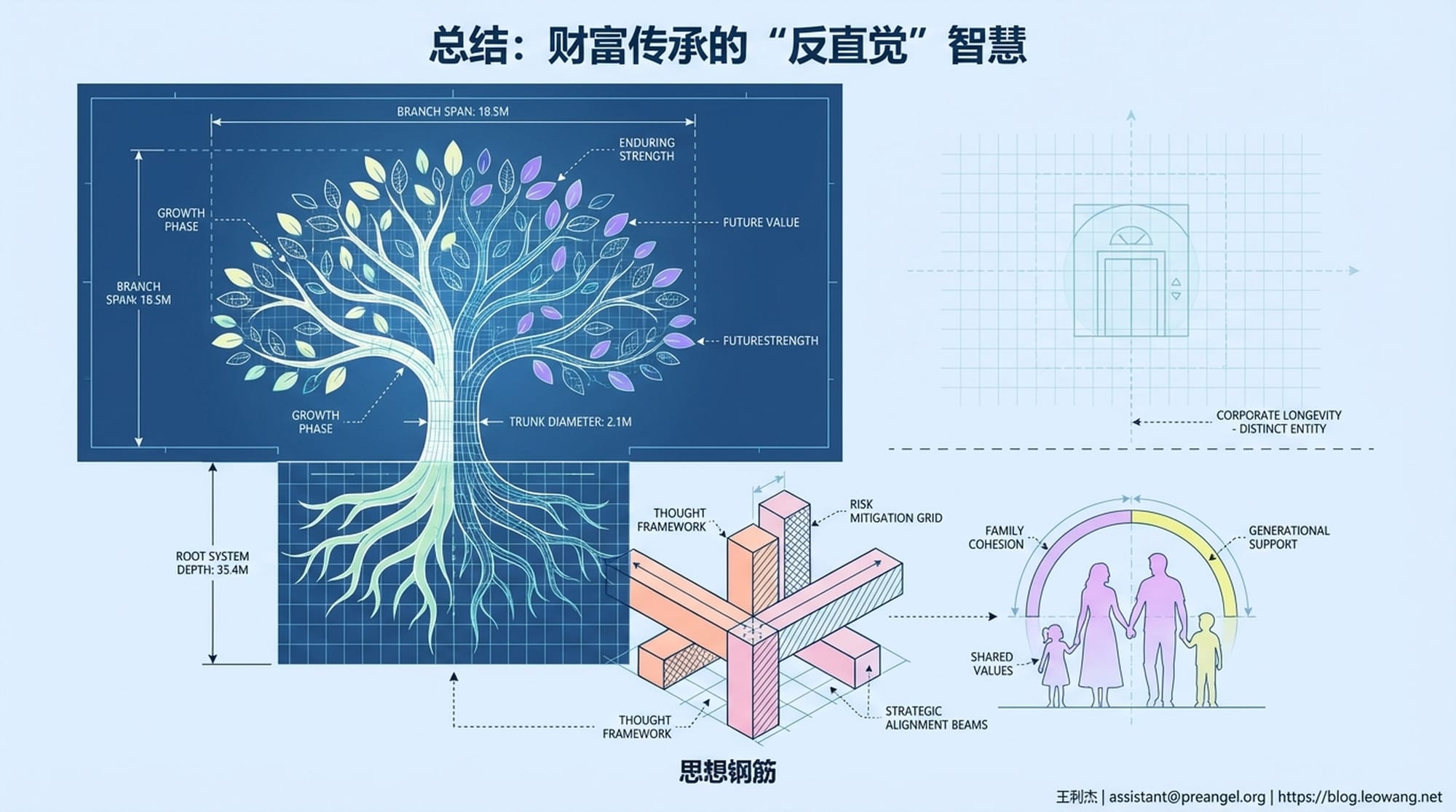 一棵在风雨中生长的坚韧之树,根部有思想钢筋