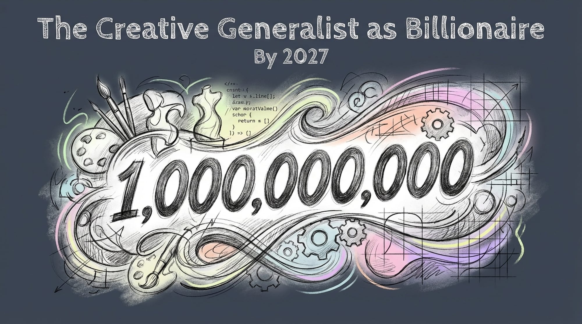 Large, bold number '1,000,000,000' with AI-generated creative elements swirling around it