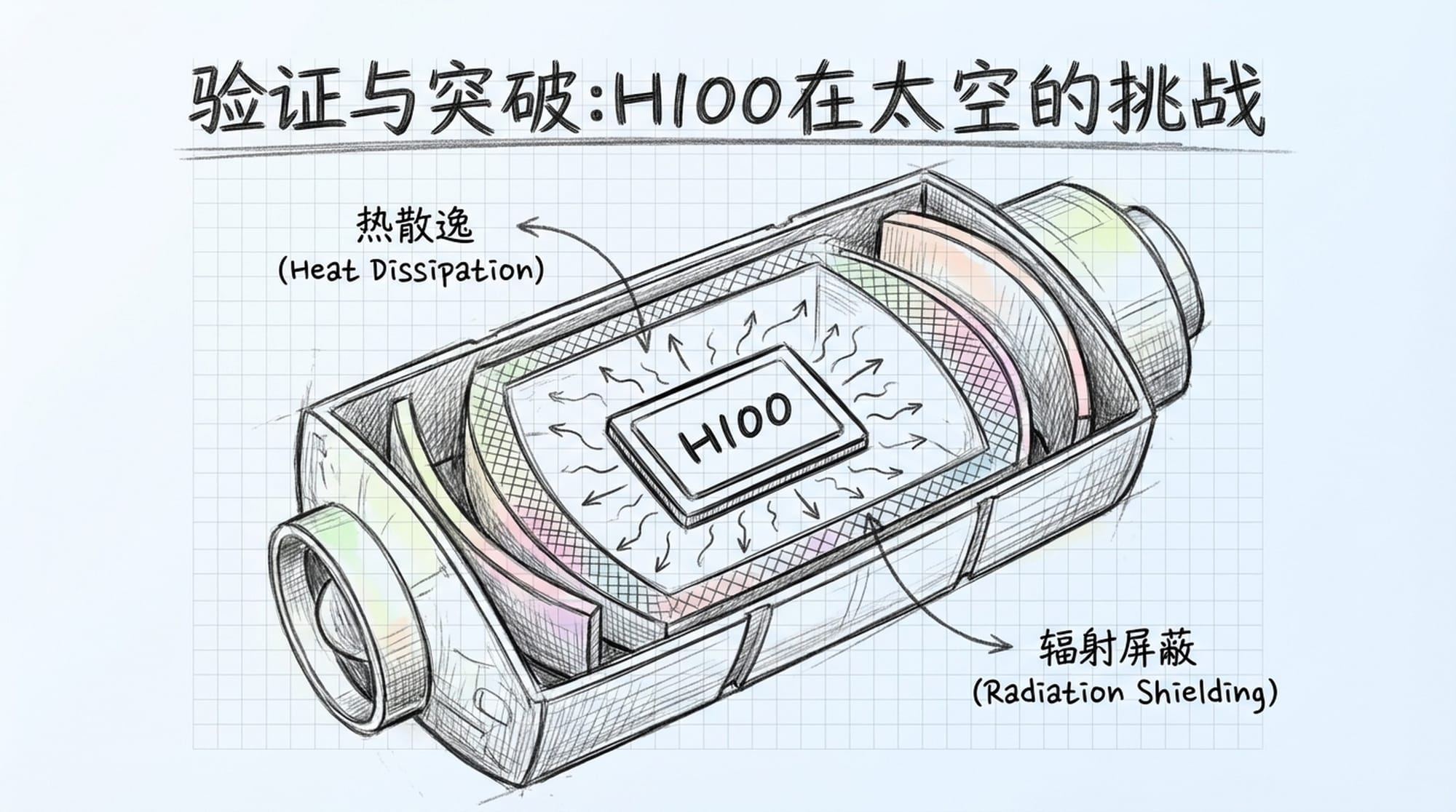 卫星内H100芯片的截面图