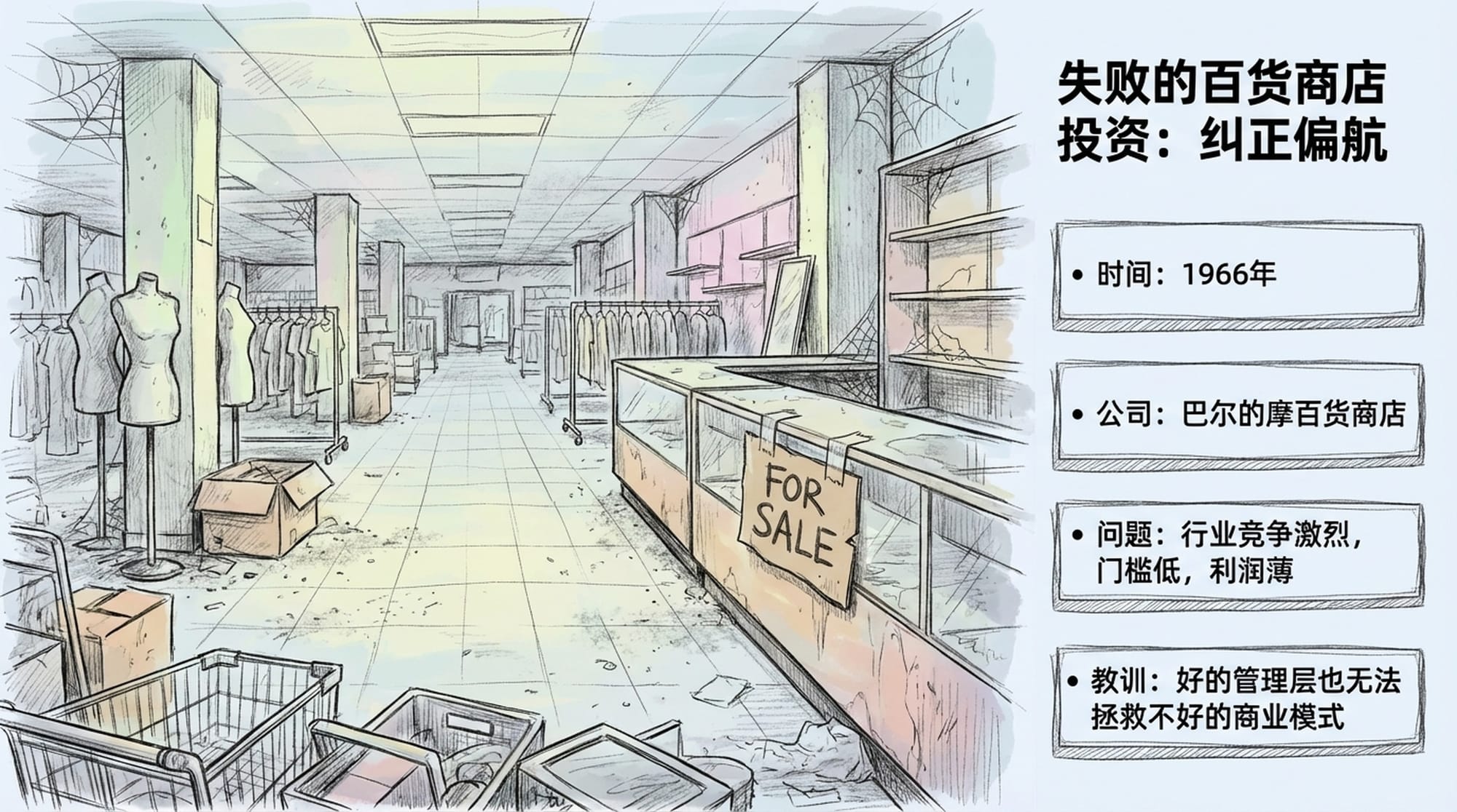 A dusty, empty department store aisle