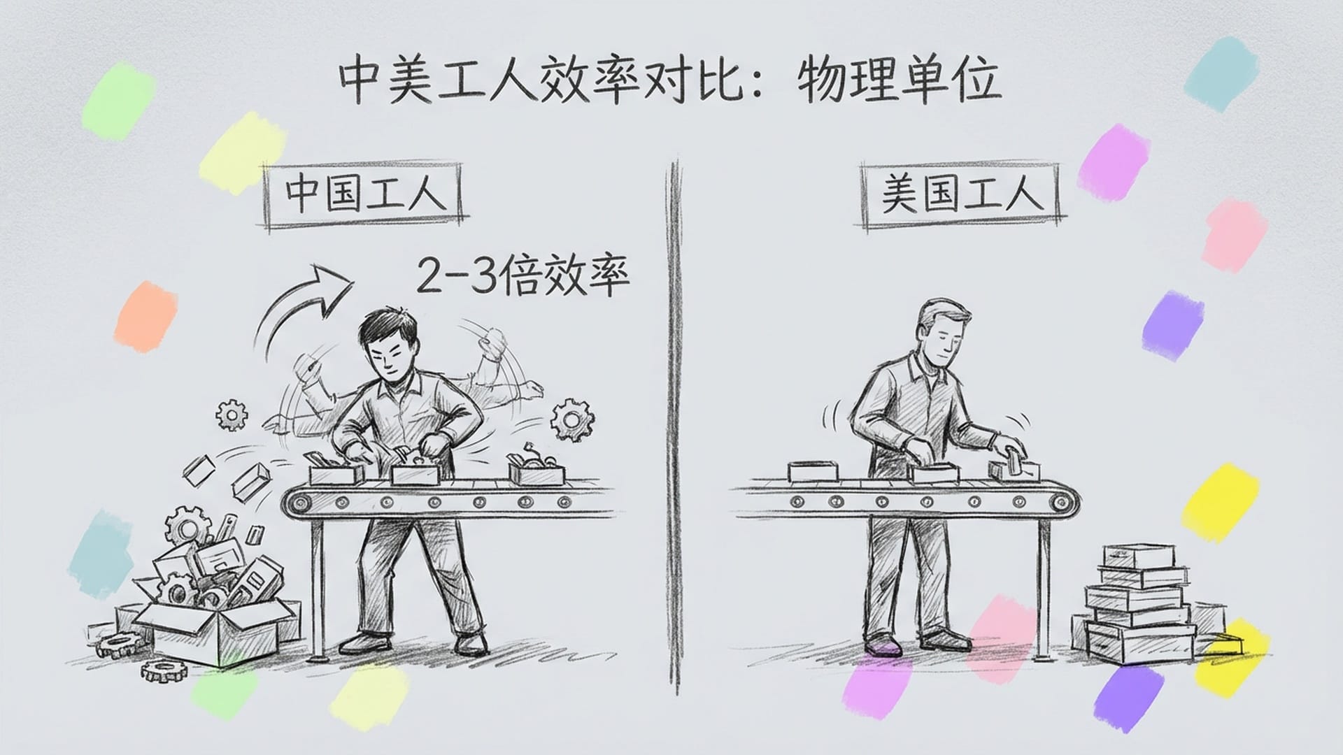 中美工人效率对比：物理单位