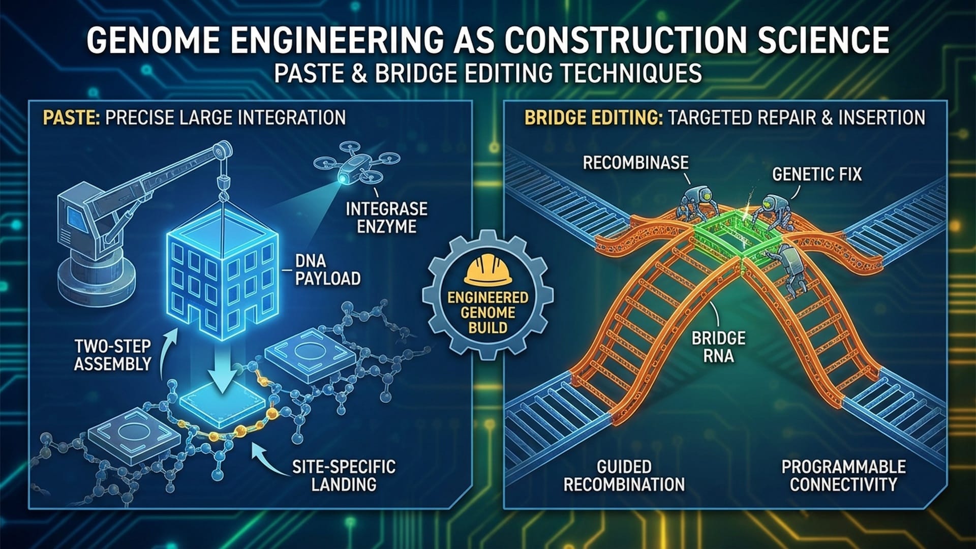 PASTE与Bridge Editing的操作示意图。展示‘USB接口’和‘生命积木’的完美契合。