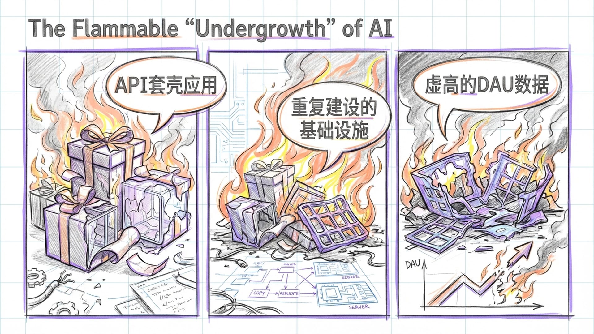 礼盒在烈火中坍塌，漏出空洞塑料架