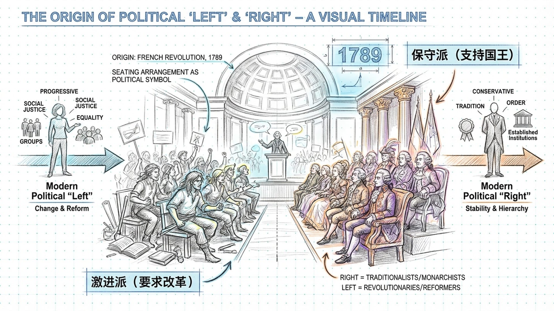 法国国民议会的复古手绘风格