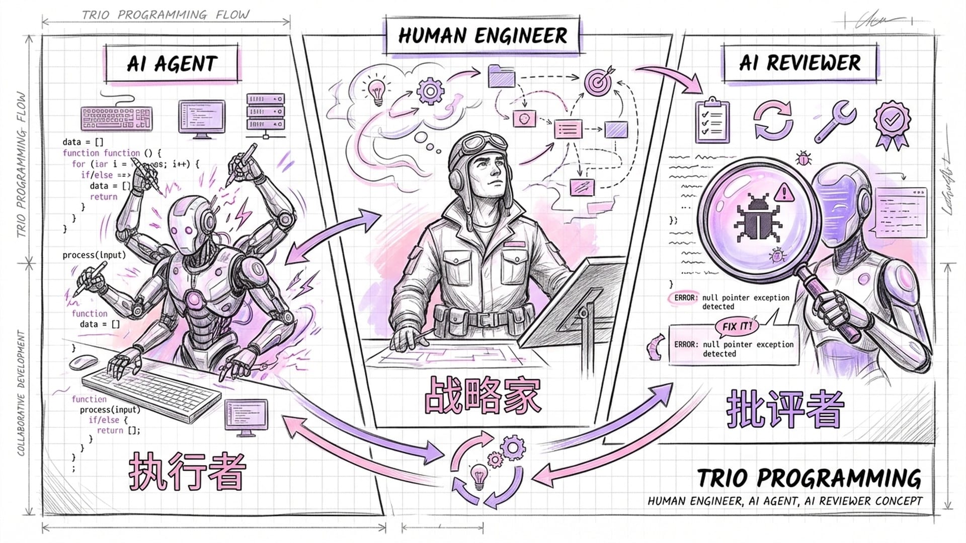 三人编程：战略家、执行者与批评者