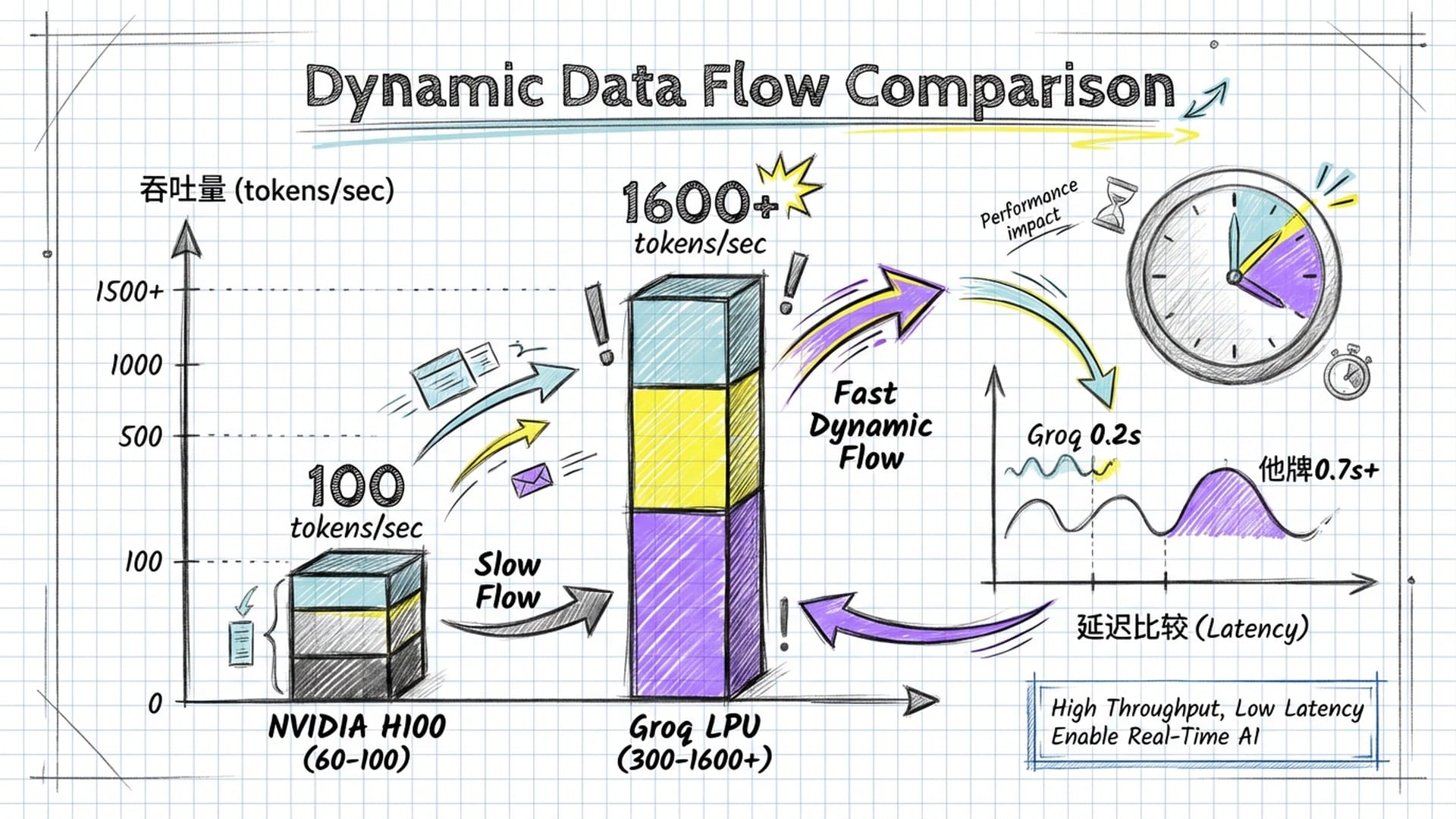 Llama 3在H100与LPU上的吞吐量对比