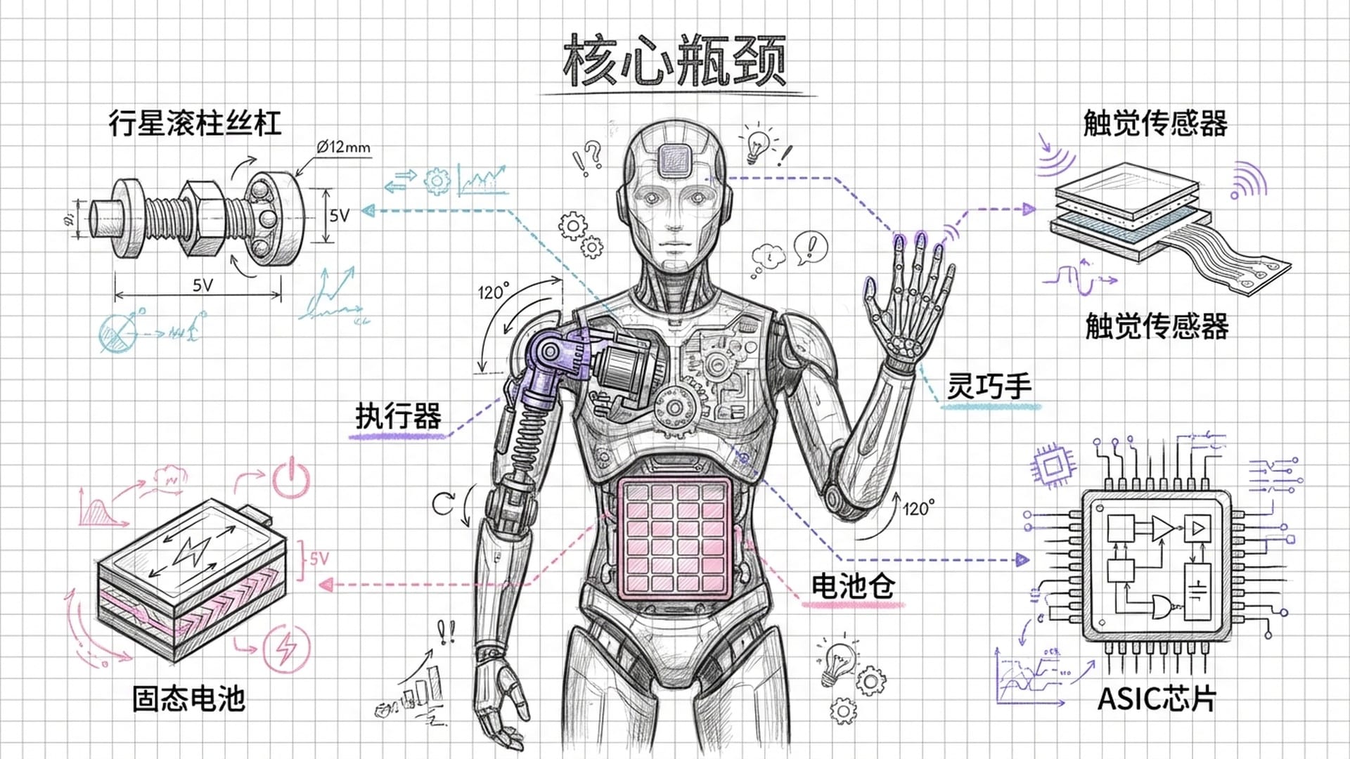 人形机器人内部结构的解剖图
