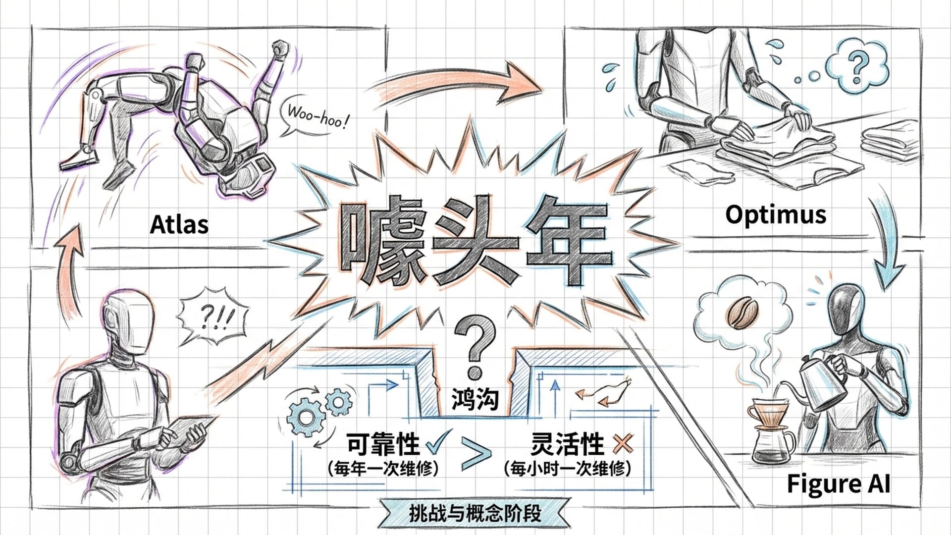 波士顿动力、特斯拉和Figure AI机器人的精美视频剪辑画面