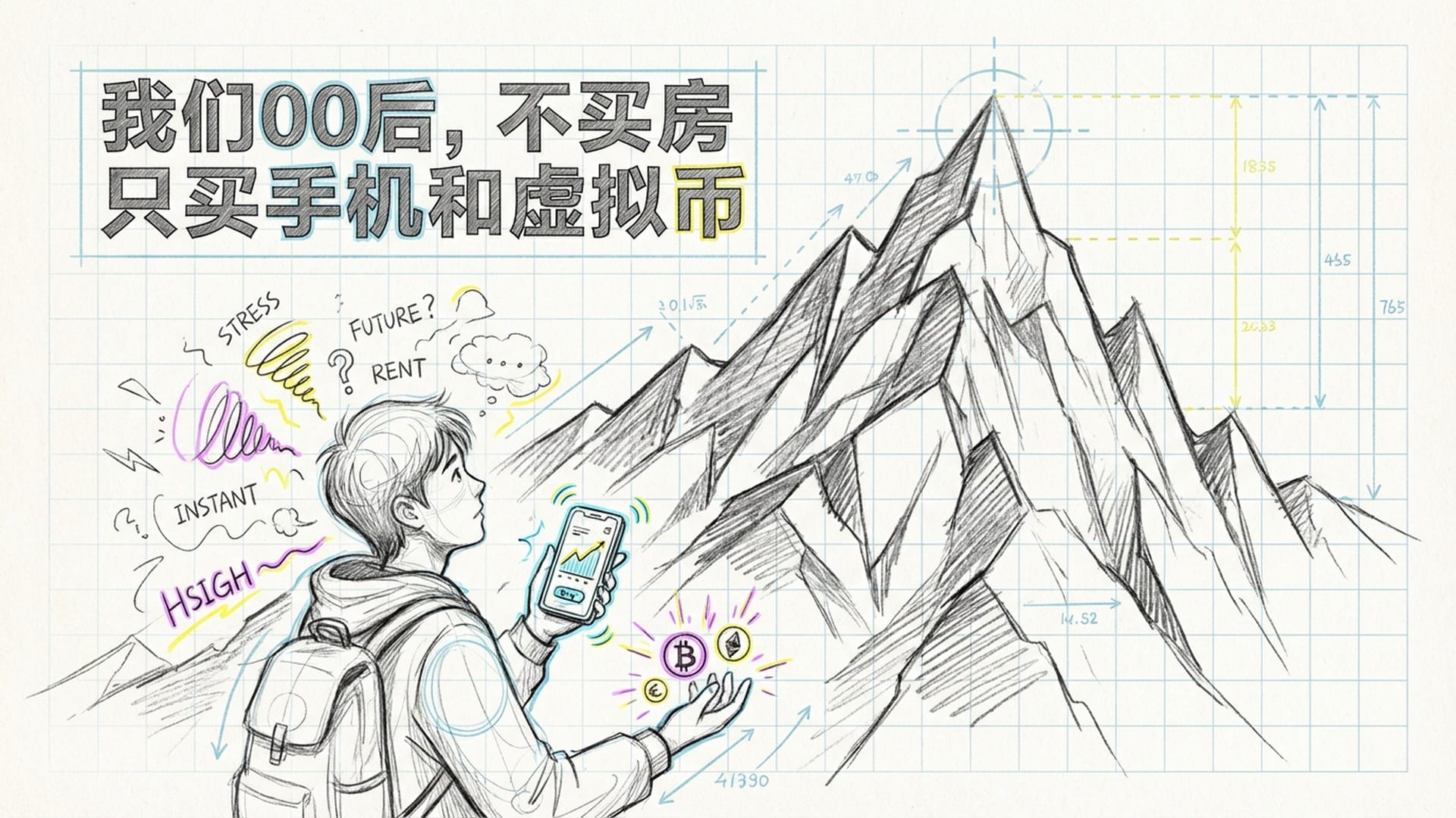 青年凝视高房价与比特币