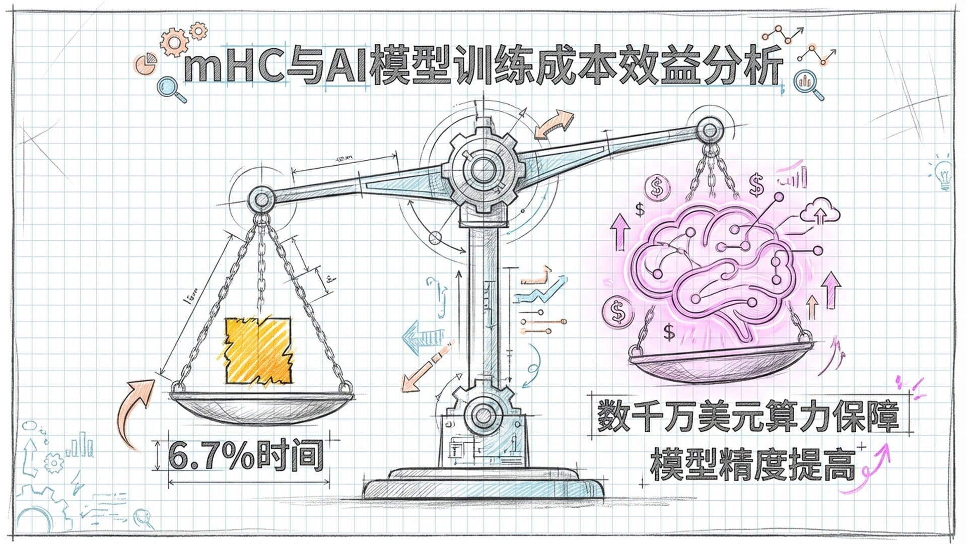 天平模型，左边是微小的成本（6.7%时间），右边是巨大的收益（稳定性+性能）。