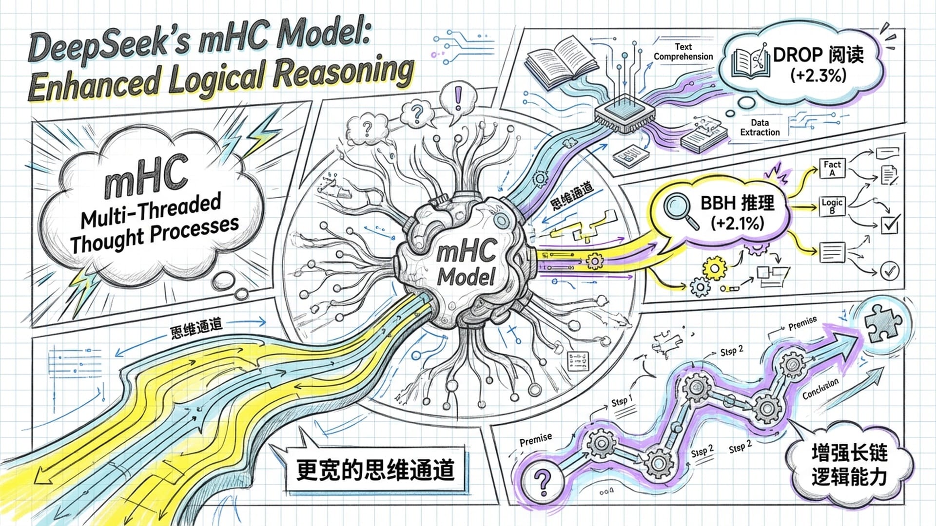 大模型在处理复杂难题（代码、数学、法律）时的多重思维路径透明视图。