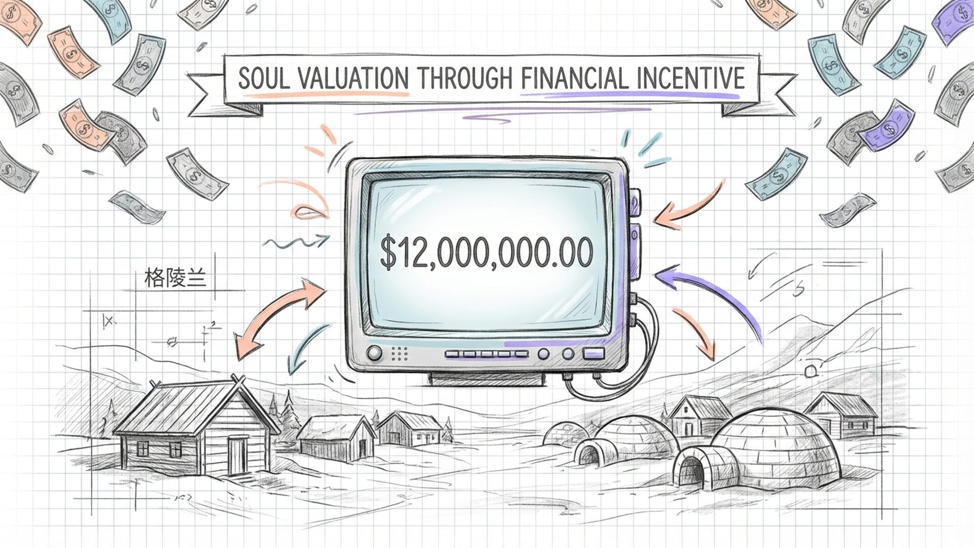 每个格陵兰家庭通过电子终端收到“1200万美元”入账通知，美金雨飘落在因纽特人的村落。