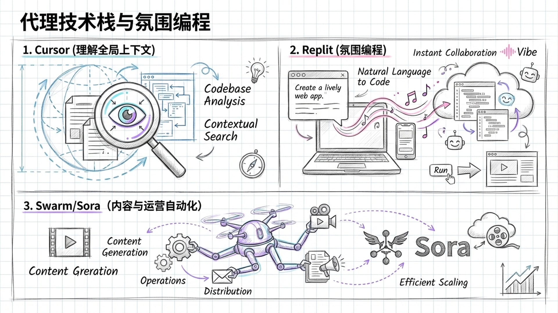 智能体技术栈，Vibe Coding氛围编程，展示Cursor和Lovable如何增强个人能力。