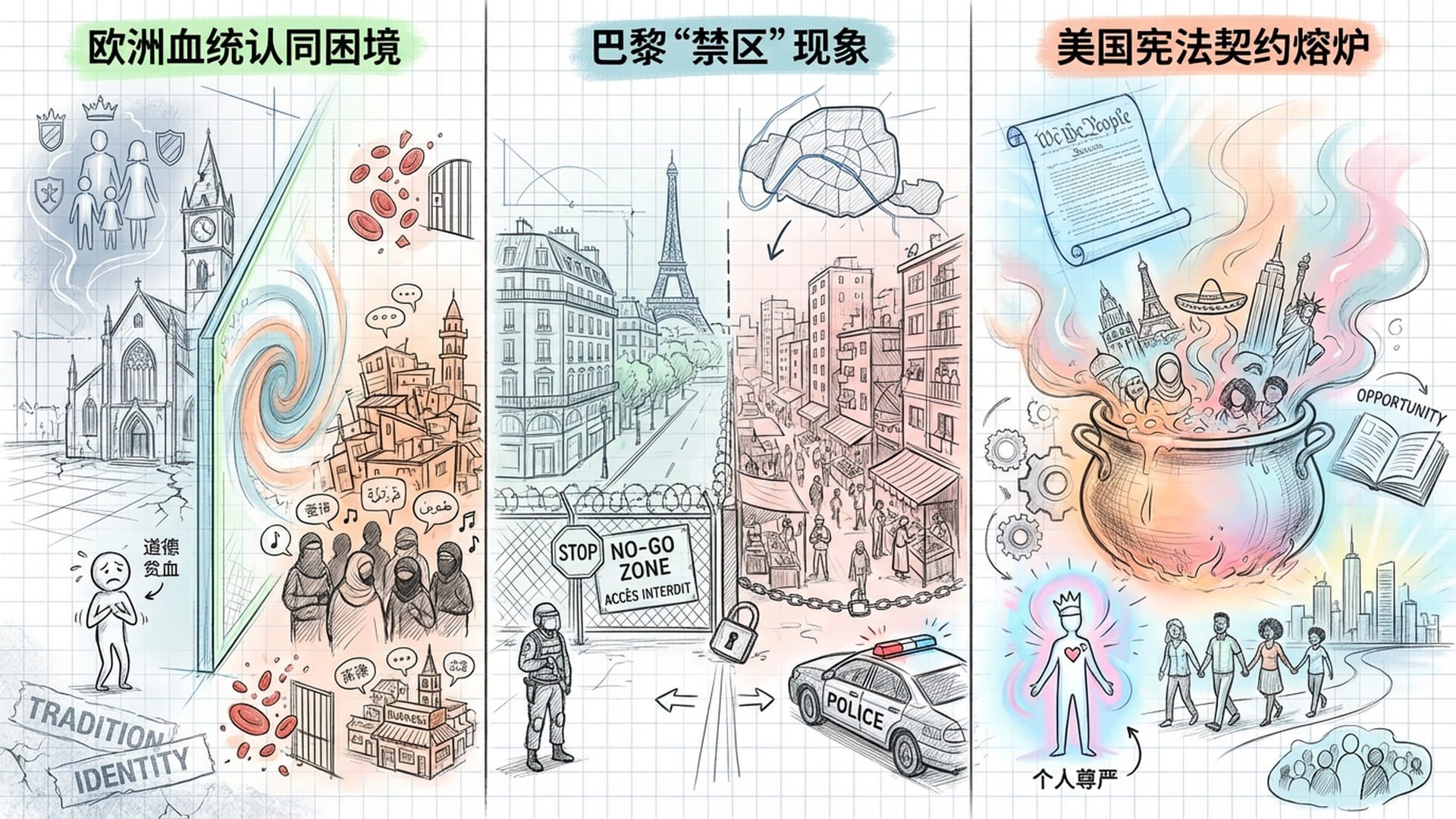 欧洲城市的“平行社会”示意图