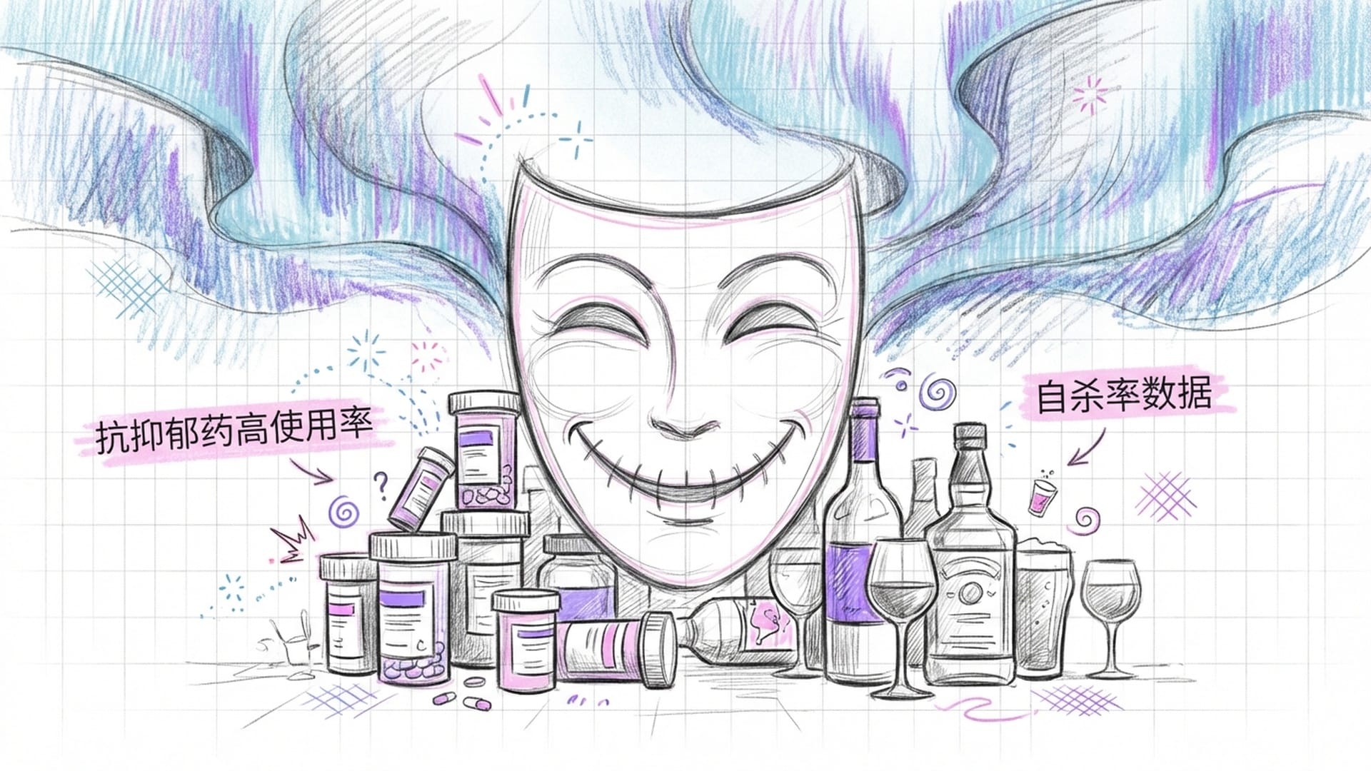 一张看起来很开心的“微笑面具”