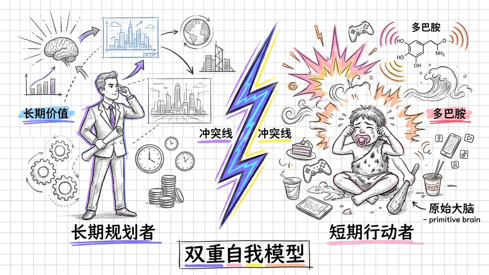 双重自我模型：西装革履的CEO与哭闹的原始人