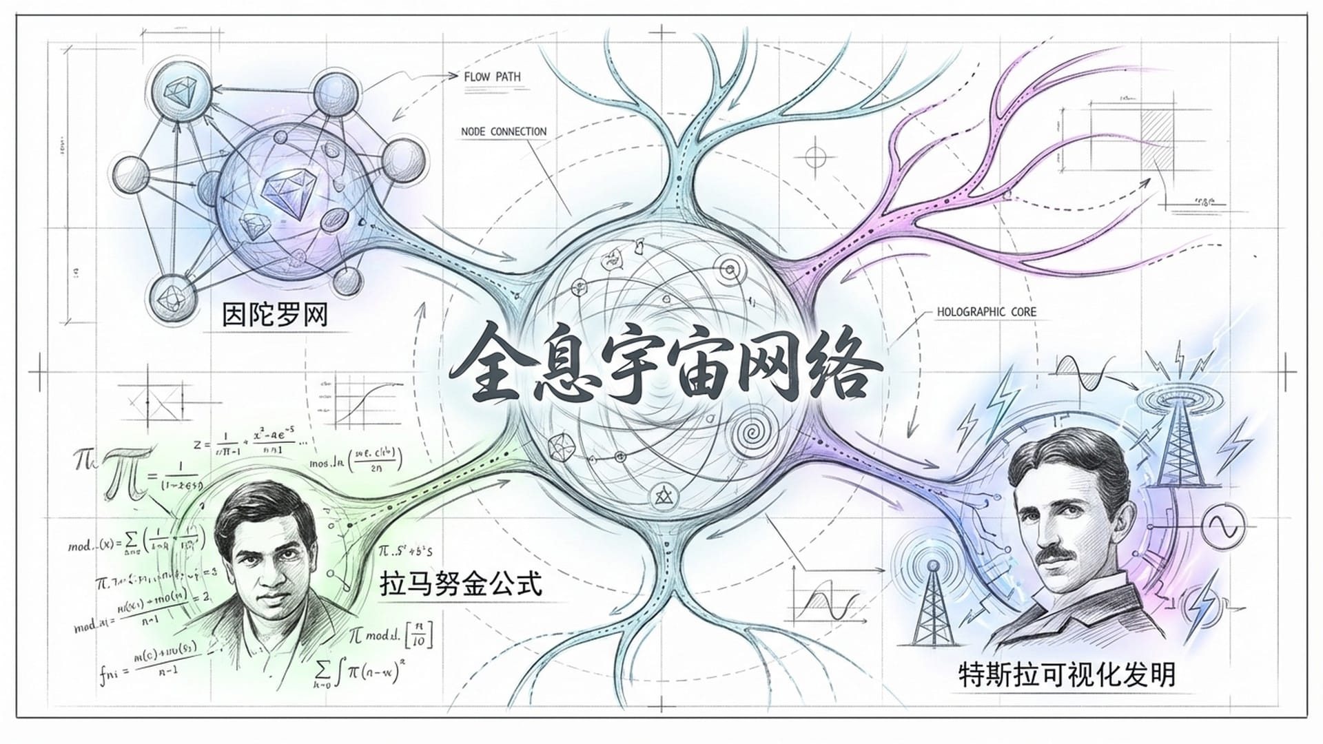 全息宇宙网络中的拉马努金与特斯拉