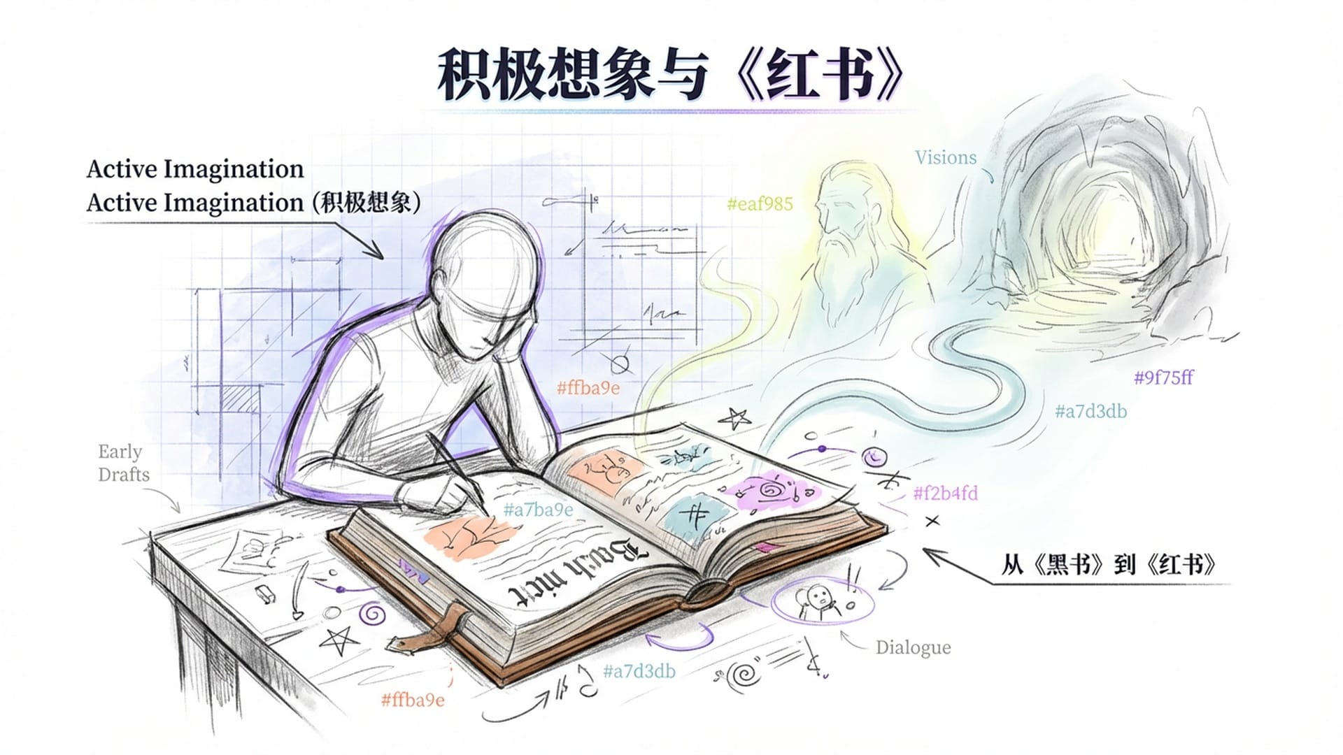 荣格在巨大的对开本上进行哥特式书法创作