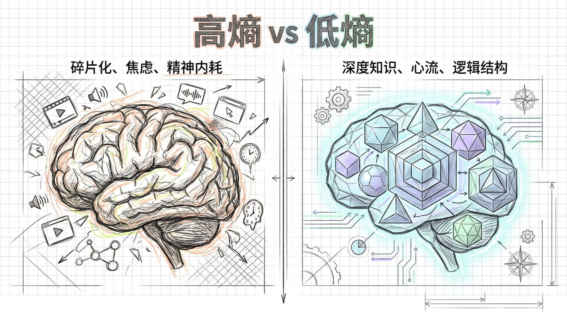 大脑的高熵状态与低熵状态对比