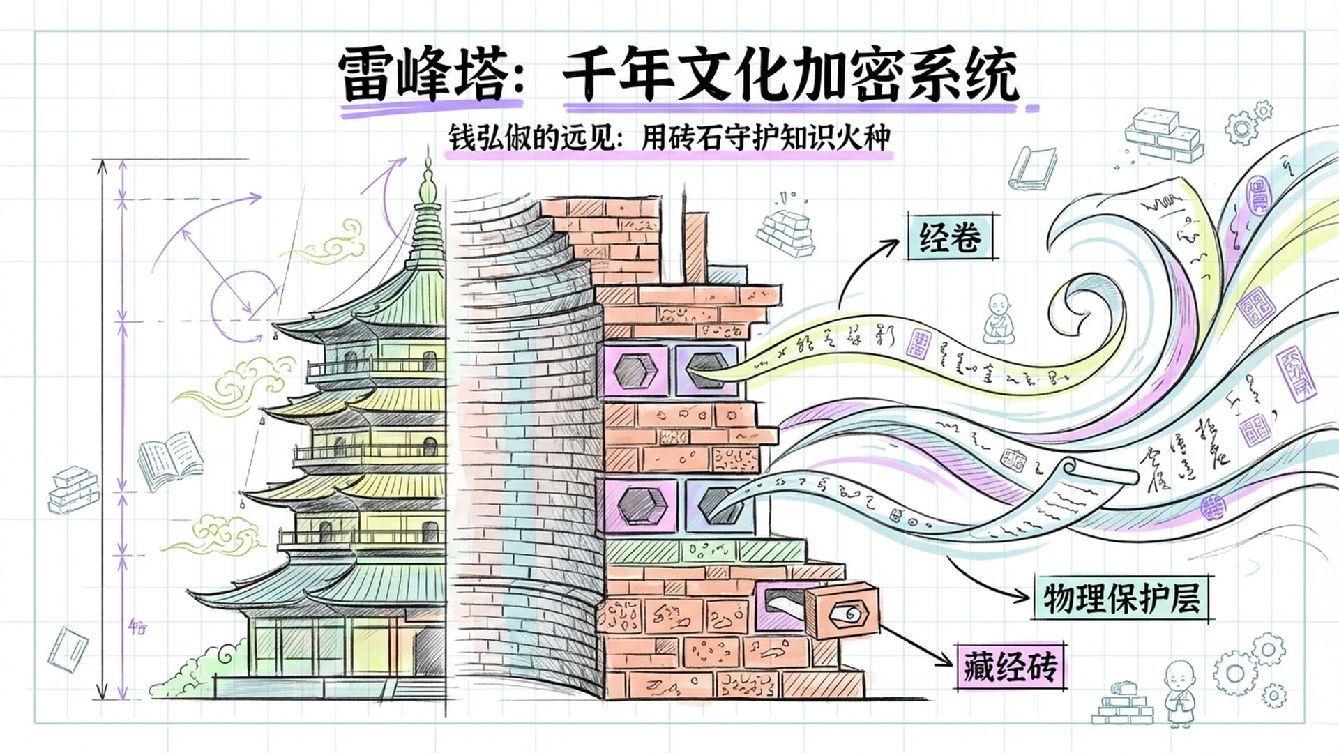 雷峰塔的剖面艺术图