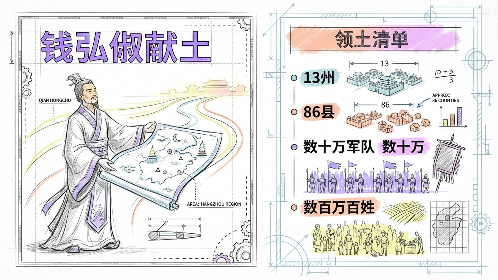 钱弘俶奉献版图的插画