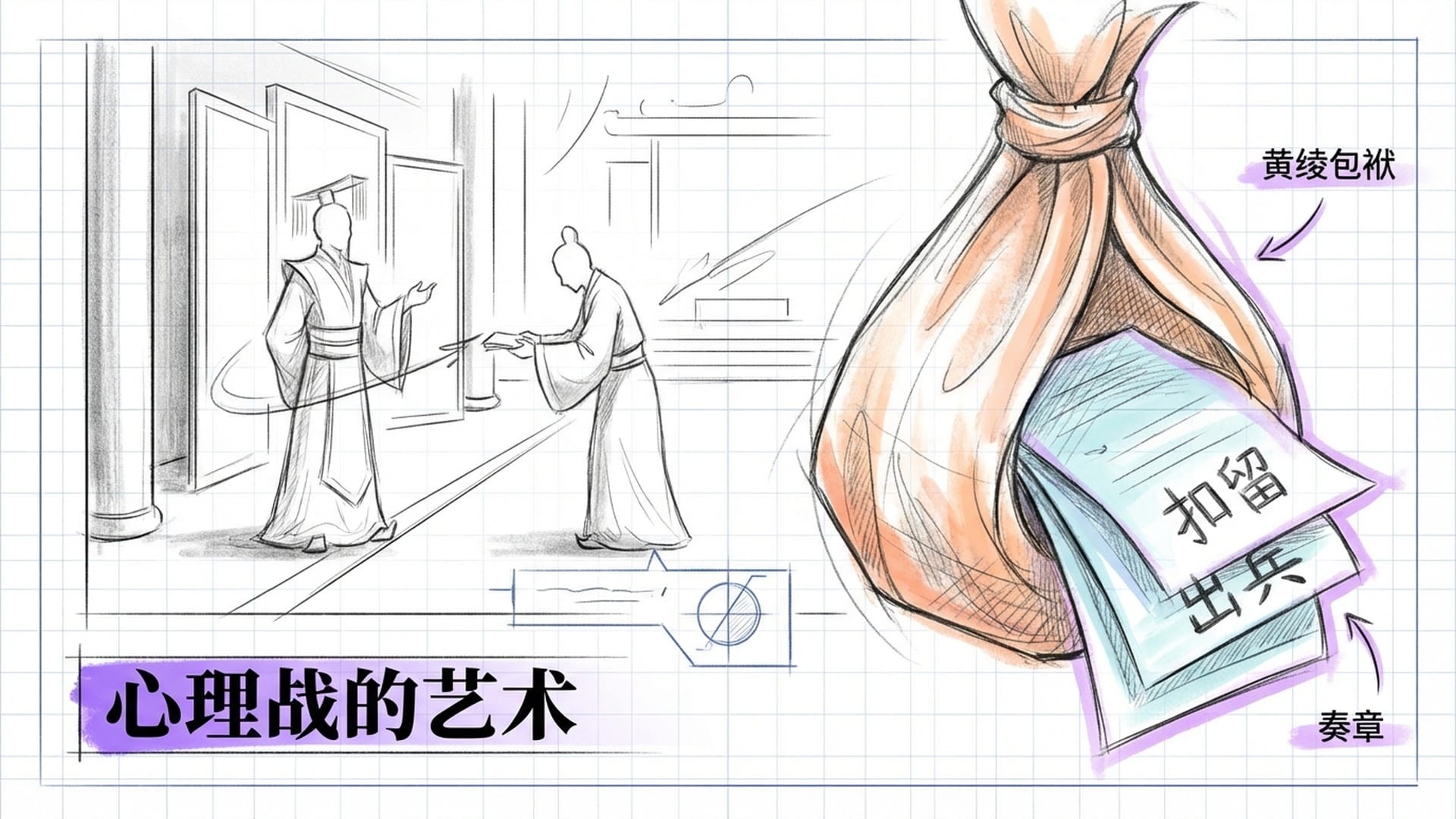 赵匡胤在汴京宫殿中递给钱弘俶一个黄绫包袱