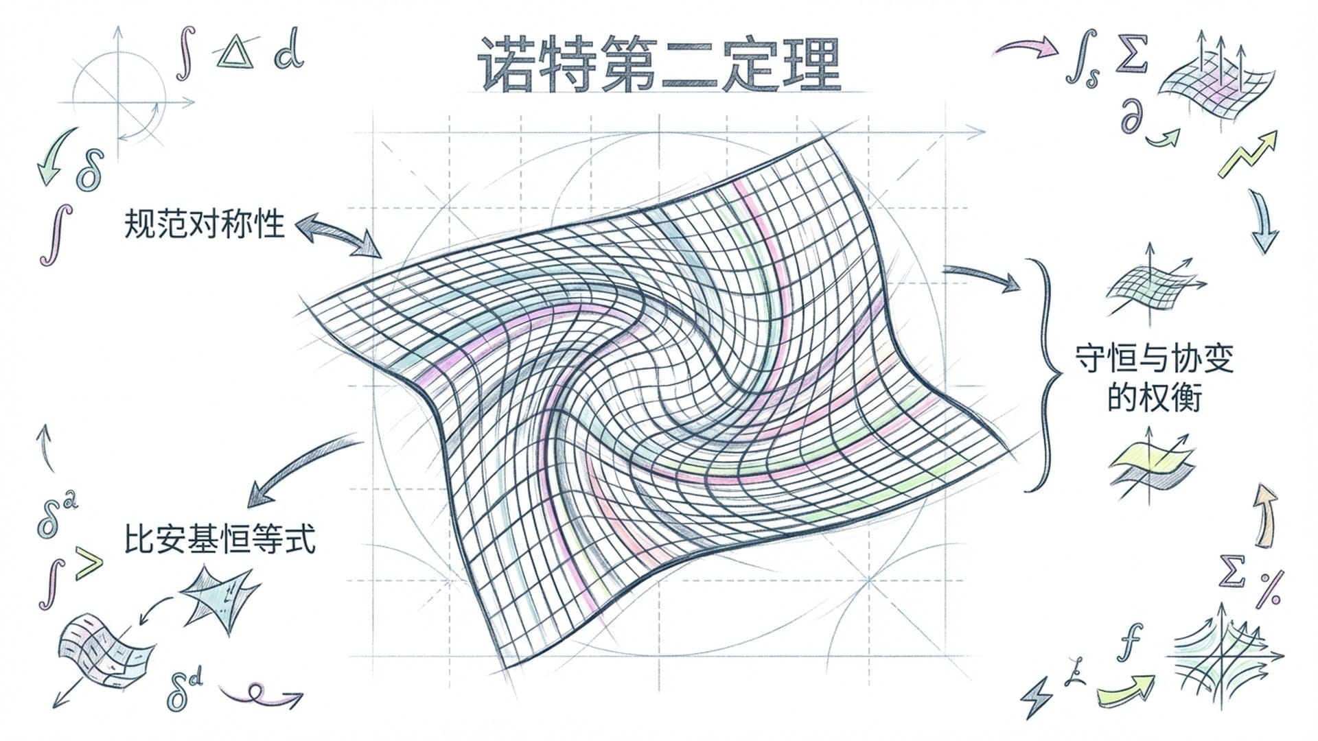 复杂的时空坐标网格被剧烈扭曲