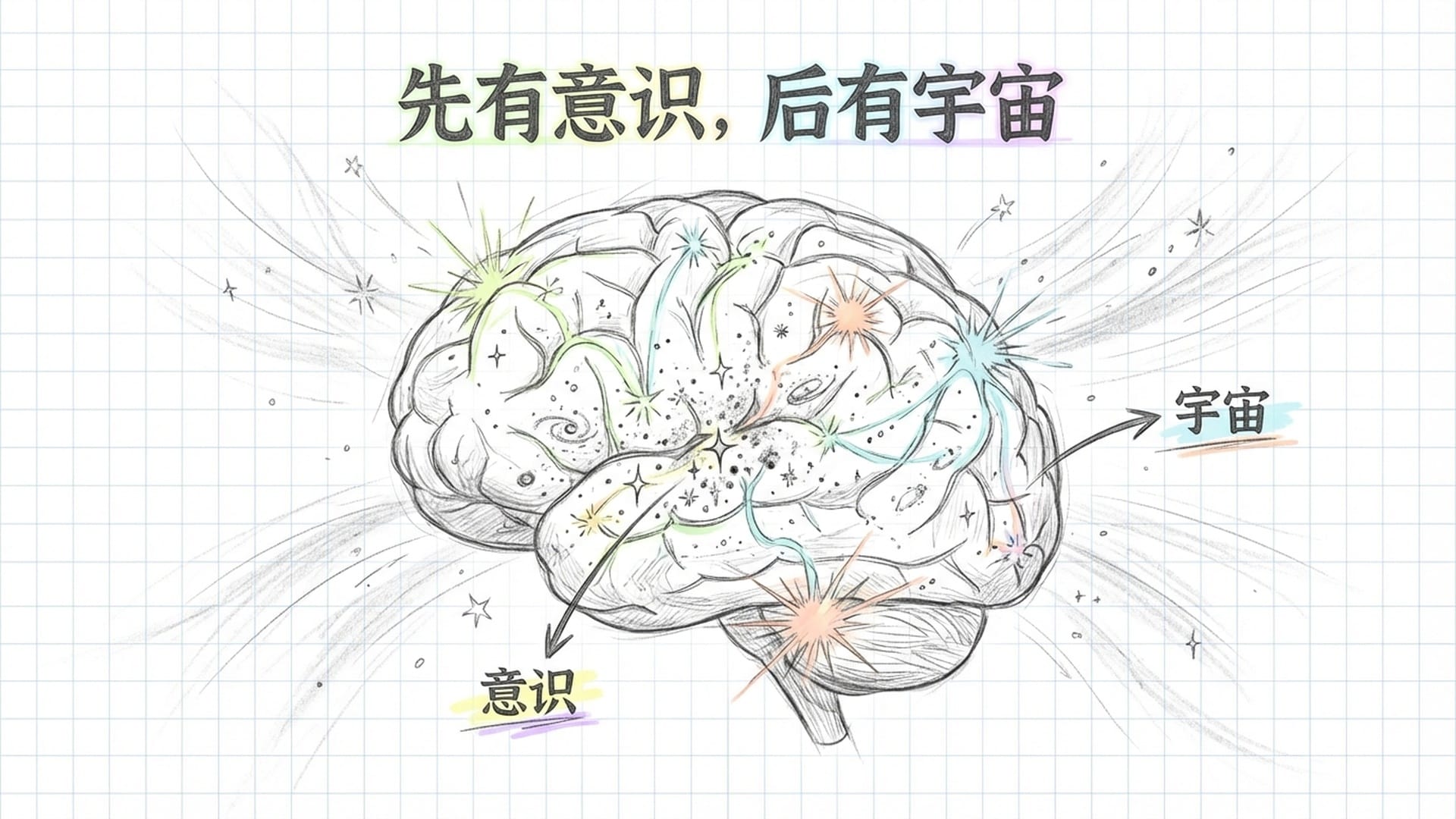 宇宙中星辰汇聚成意识的轮廓