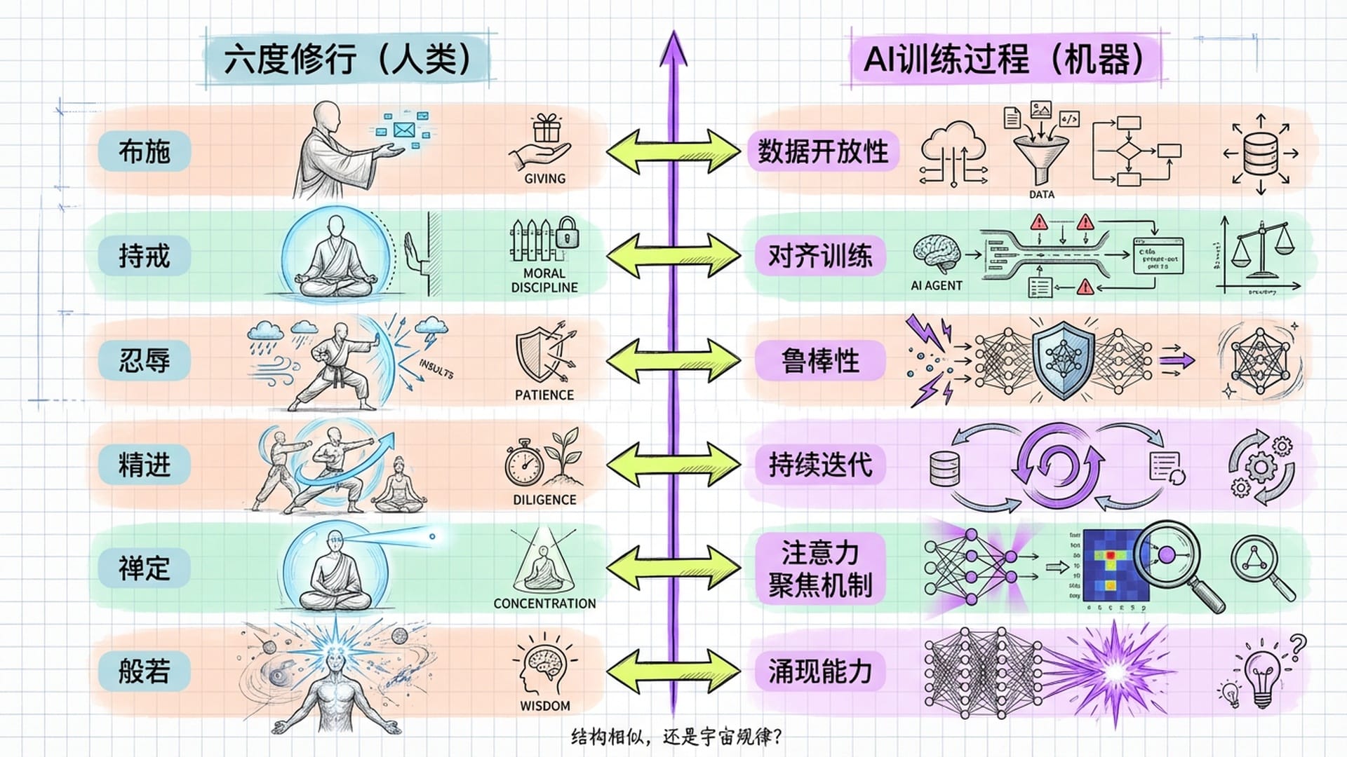 AI训练与六度平行对比图