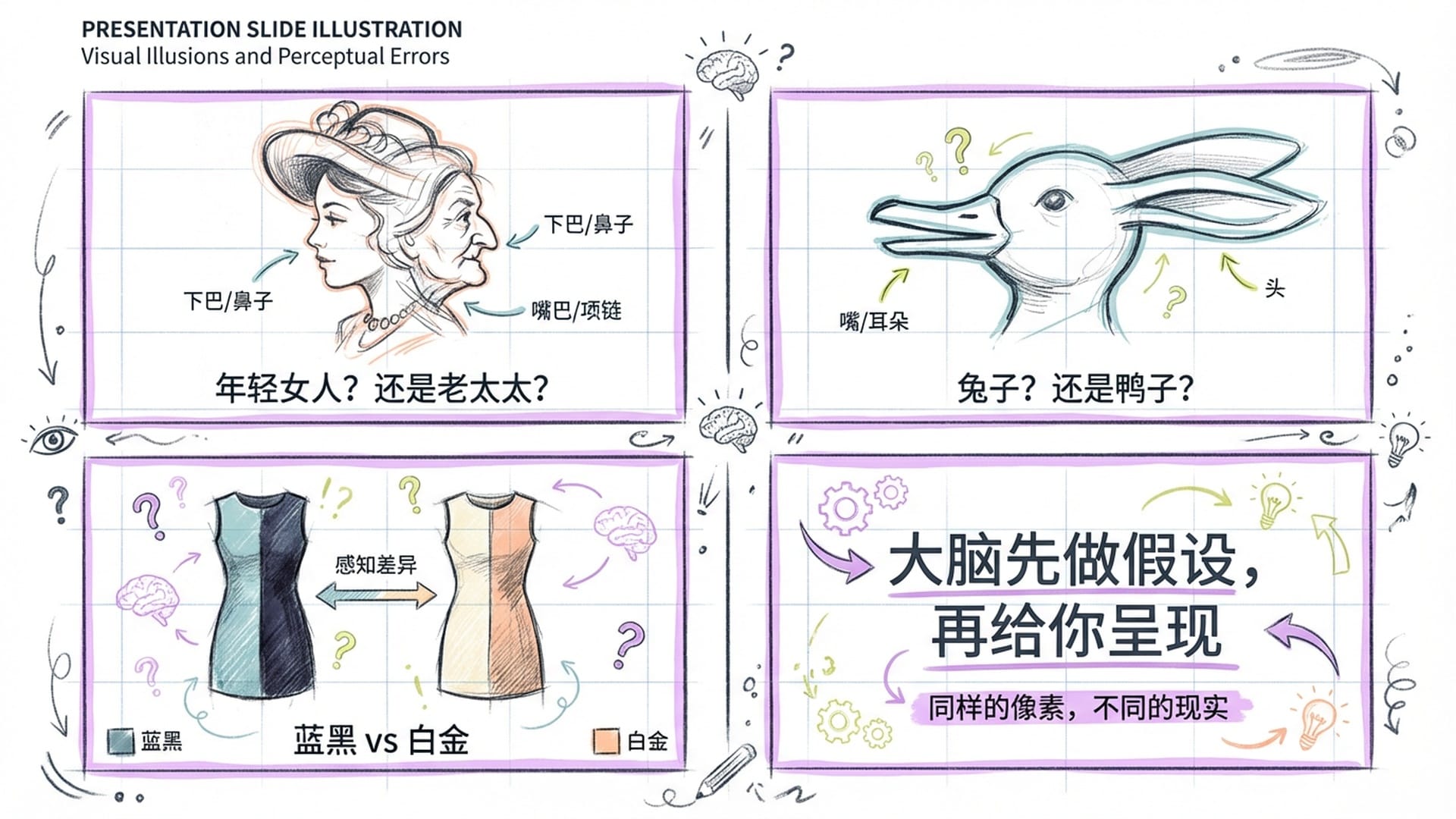 经典视觉错觉：双稳态图、裙子颜色争议