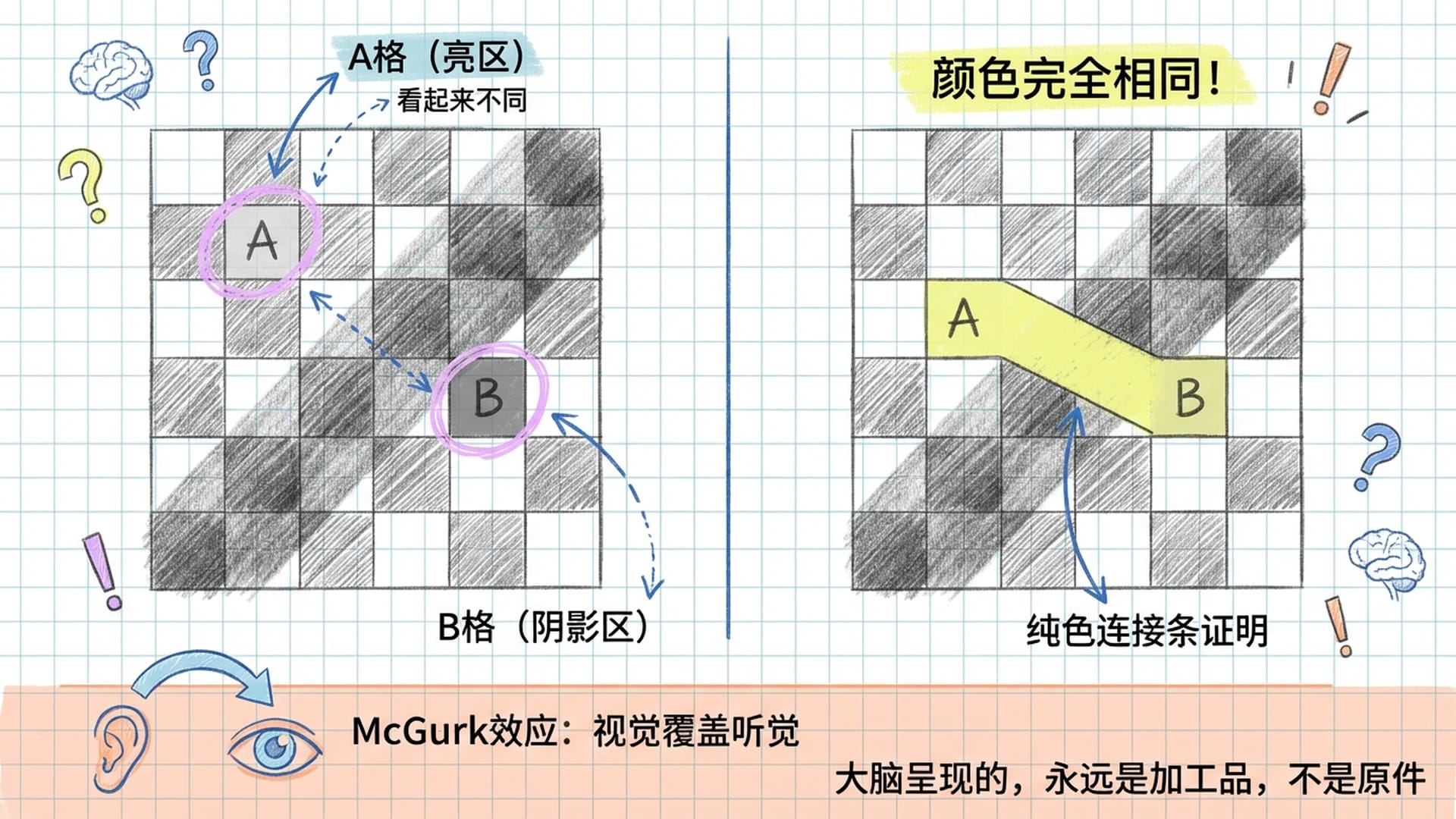 棋盘格颜色错觉与McGurk效应