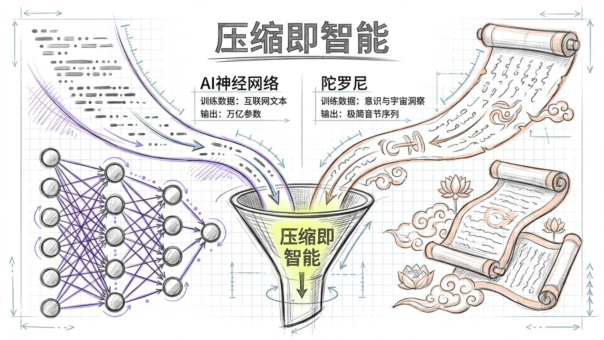 AI神经网络与陀罗尼:同一个压缩漏斗的两侧