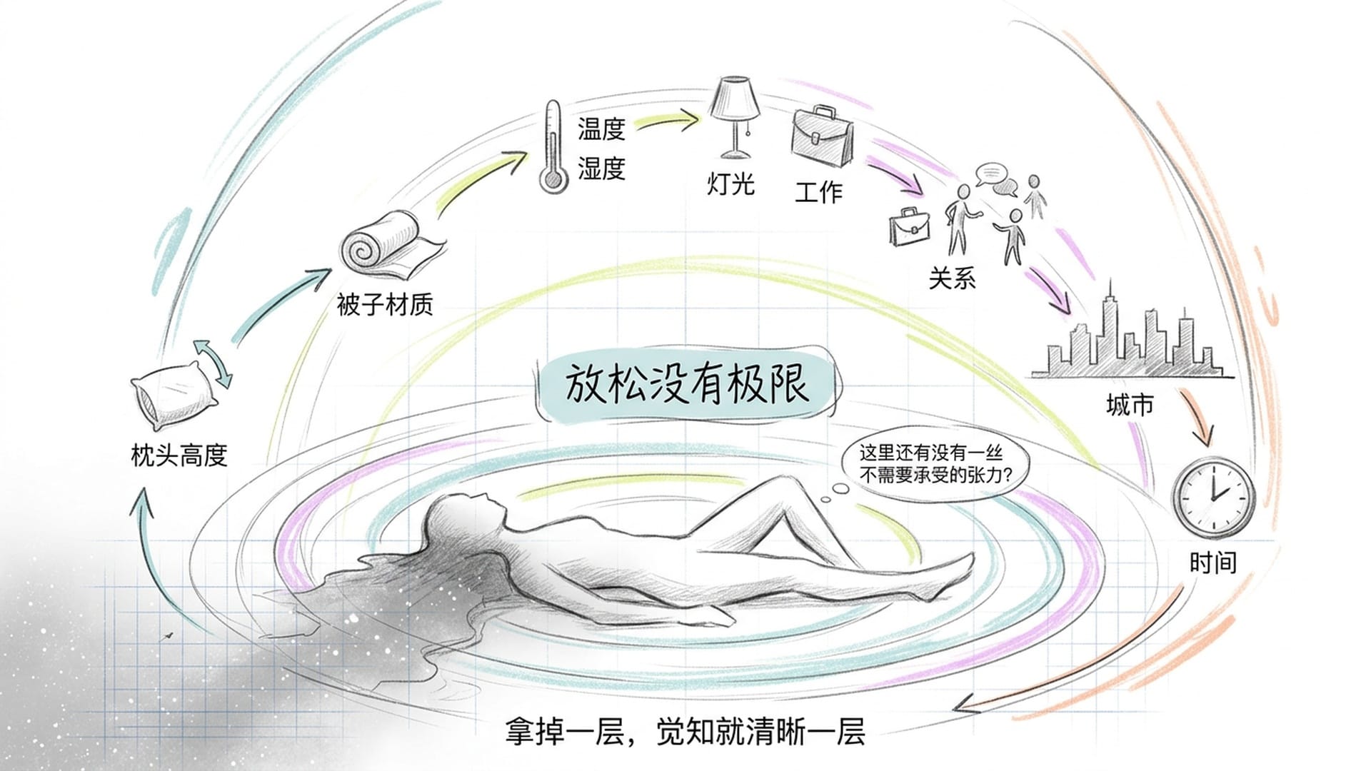 极致放松的境界:从枕头高度到生活每个维度,拿掉一层张力,觉知就清晰一层