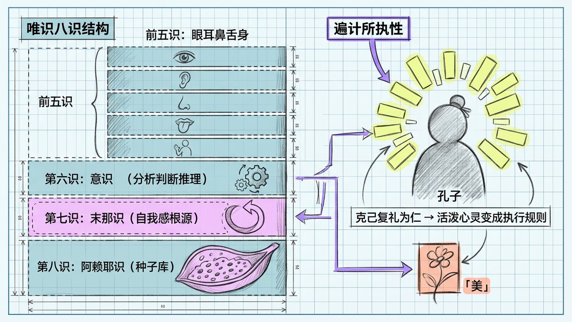 唯识八识结构与儒学体系对照