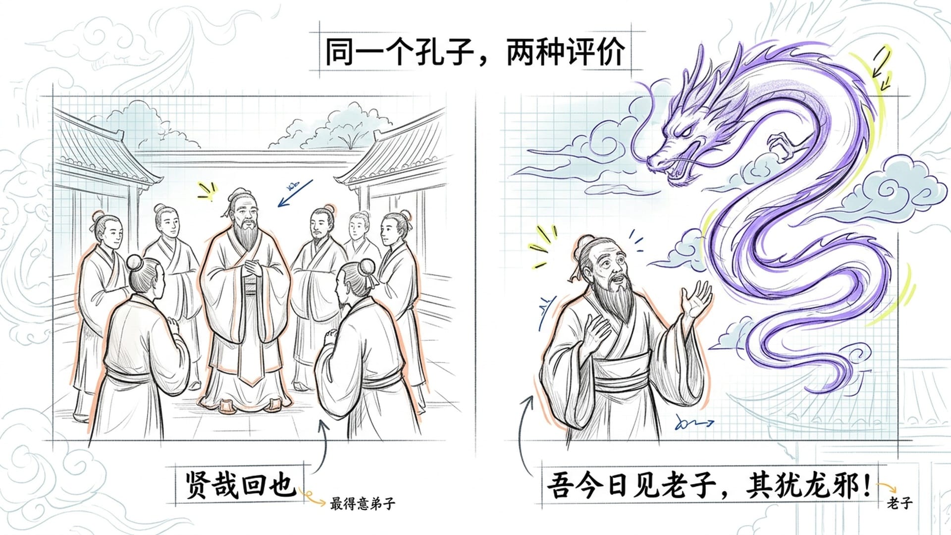 孔子见老子，以"龙"相称