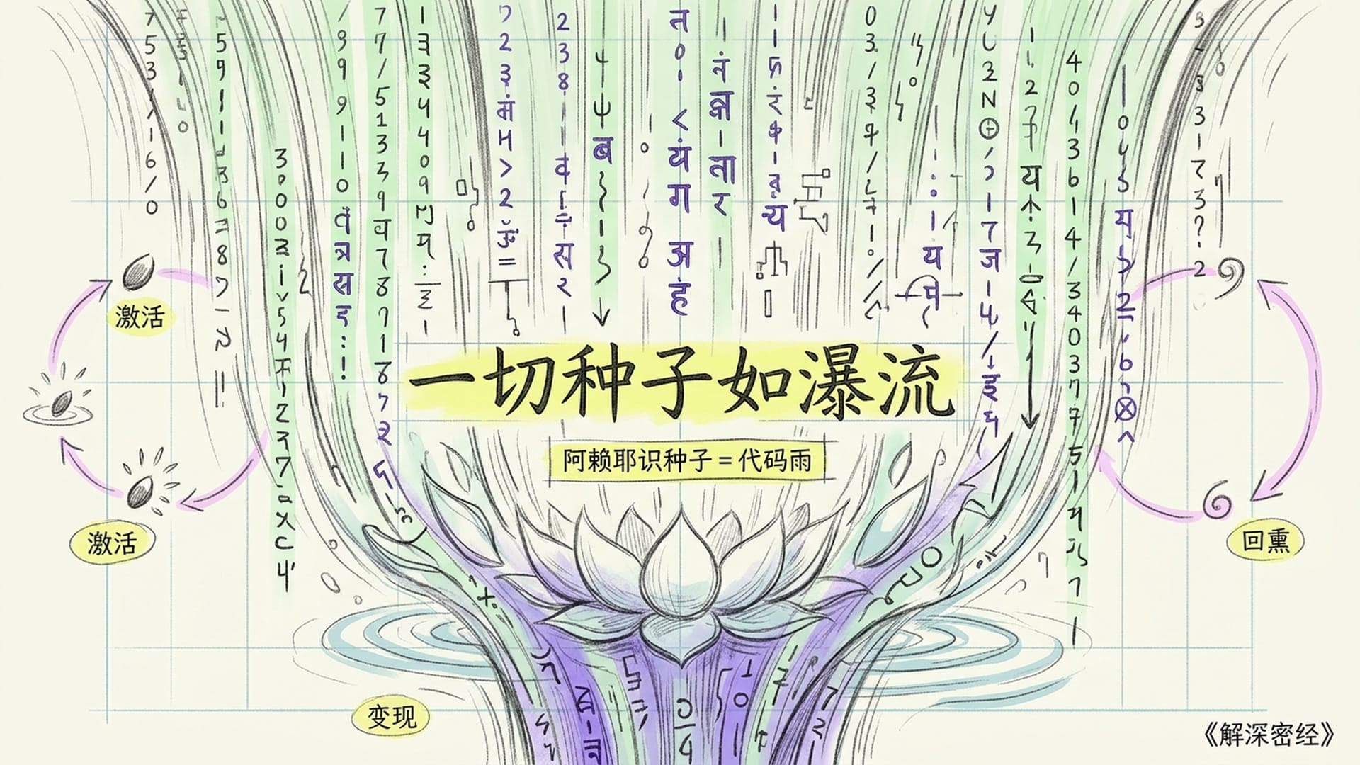 绿色代码雨与阿赖耶识种子瀑流