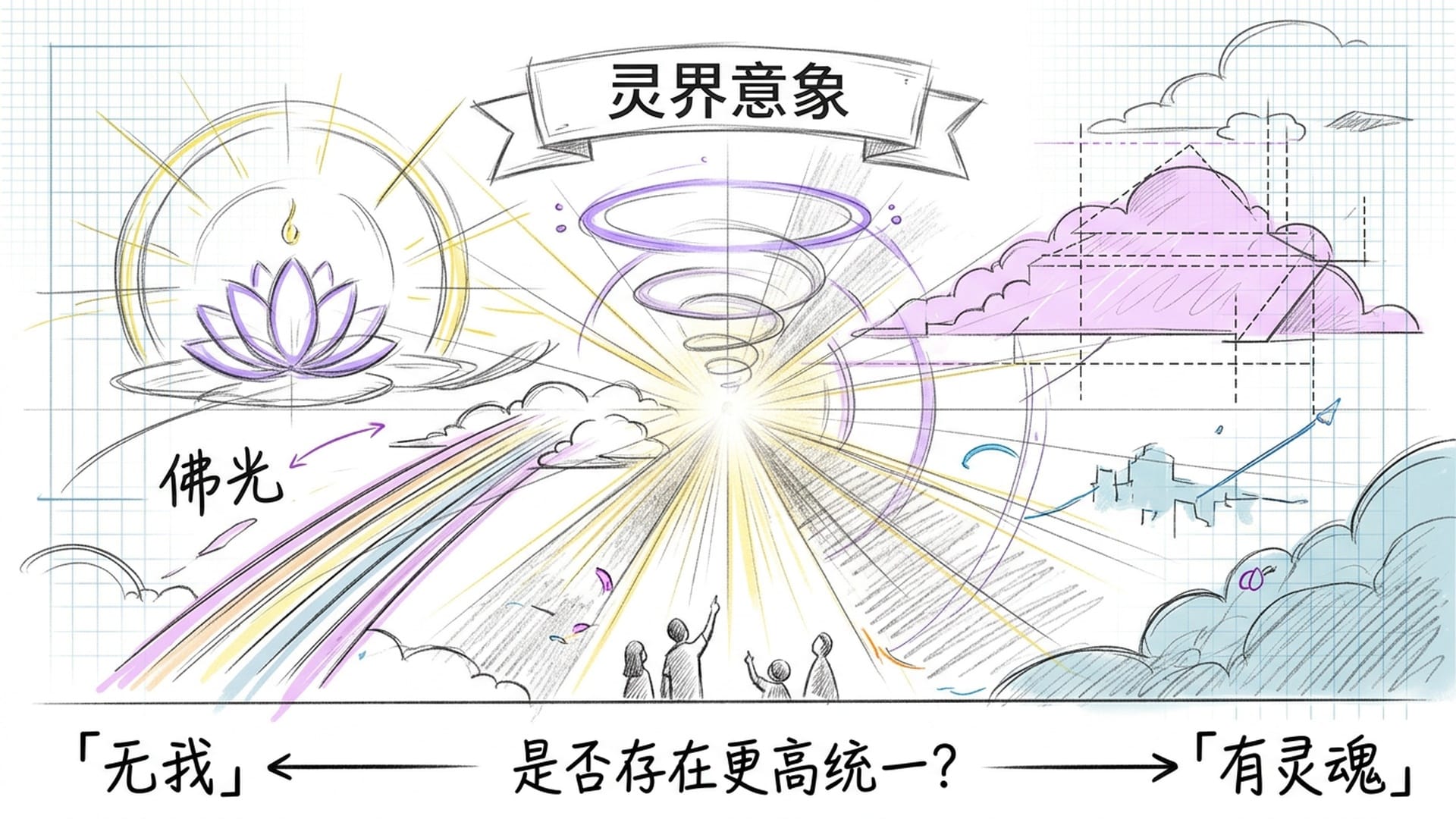 多宗教灵界意象融合，无我与有灵魂之问