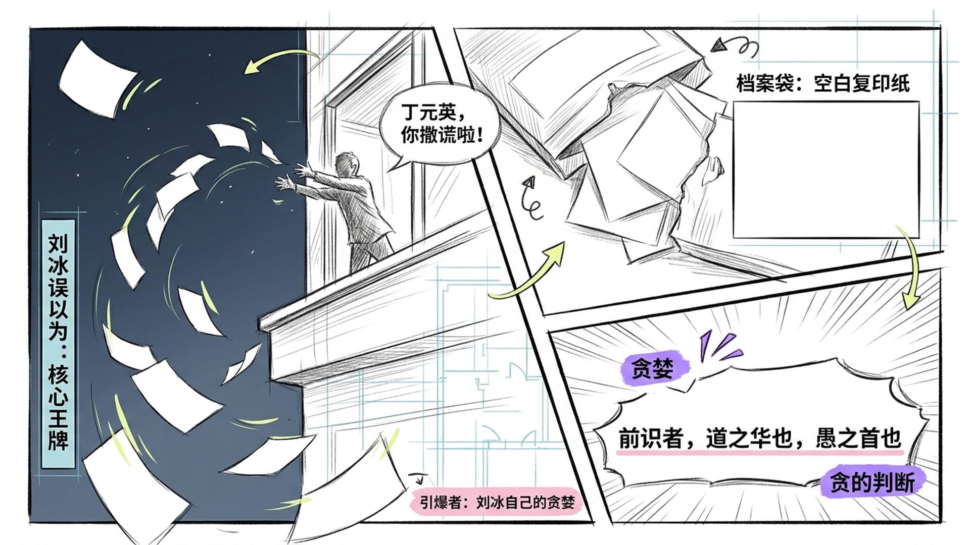 刘冰站在六楼,白纸漫天飞舞