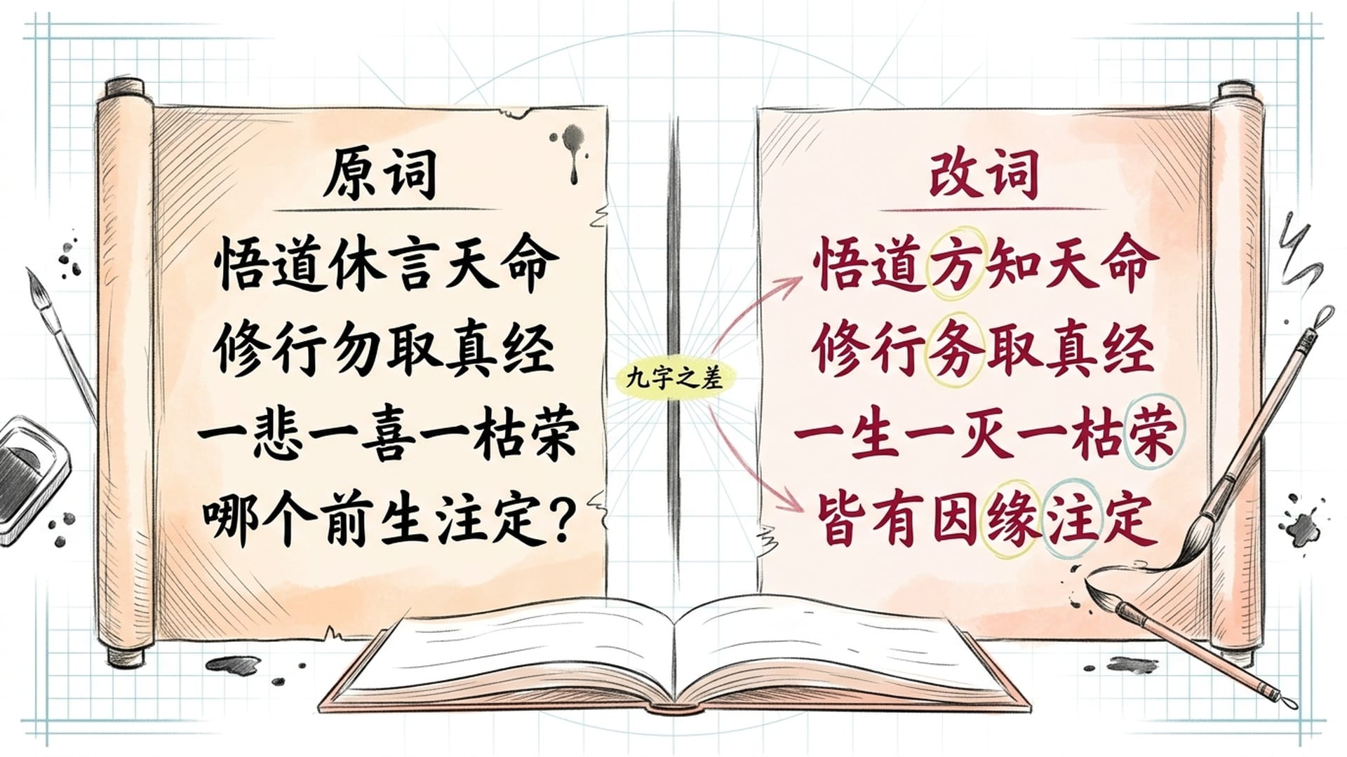 原词与大师改词的对比