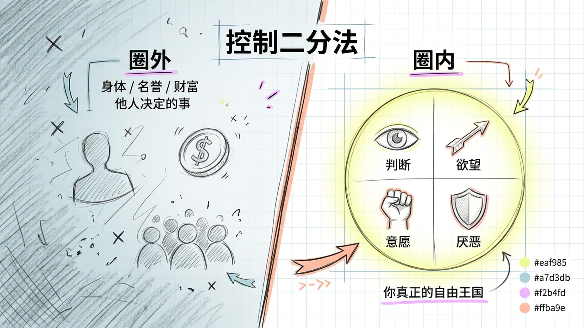 控制二分法图示:圈内与圈外的划分