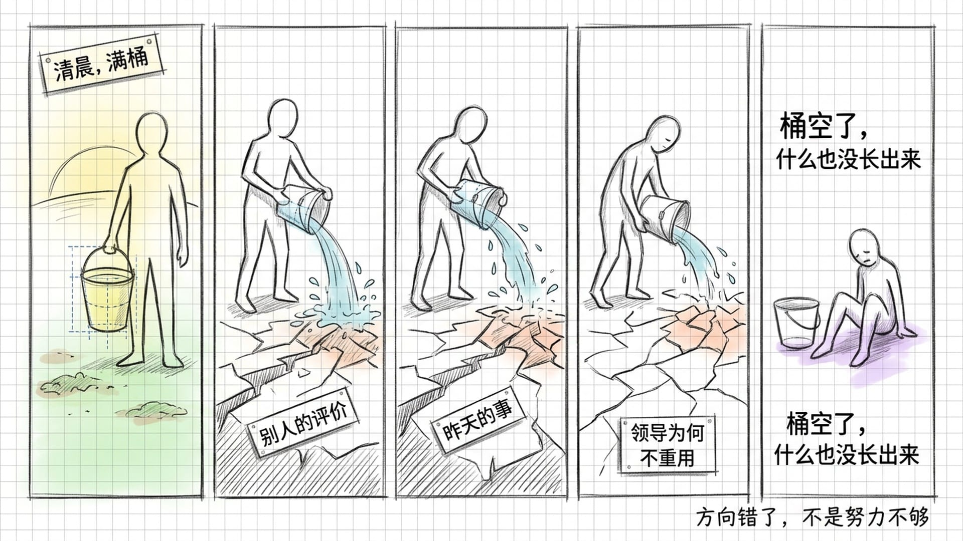 水桶比喻:能量被浇向无法控制之处