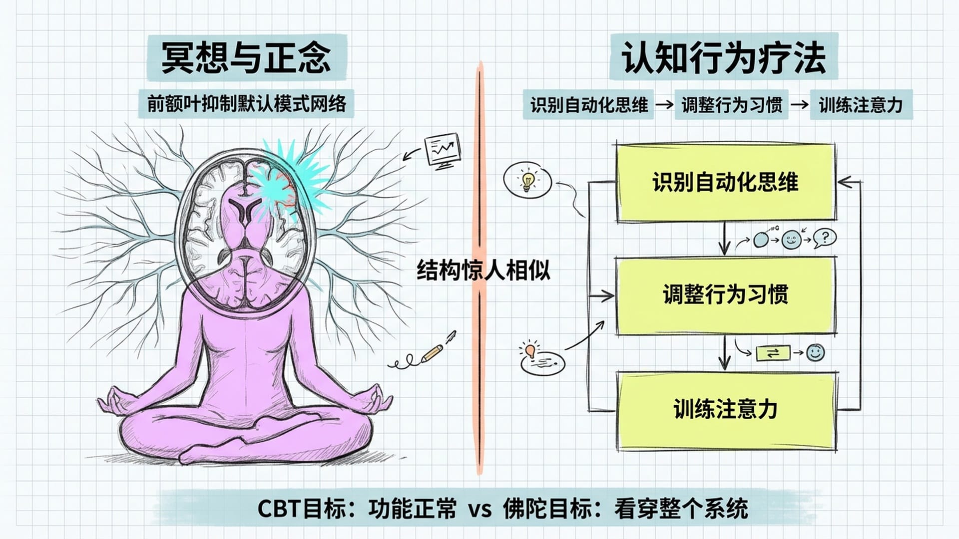 八正道与认知行为疗法的结构对比
