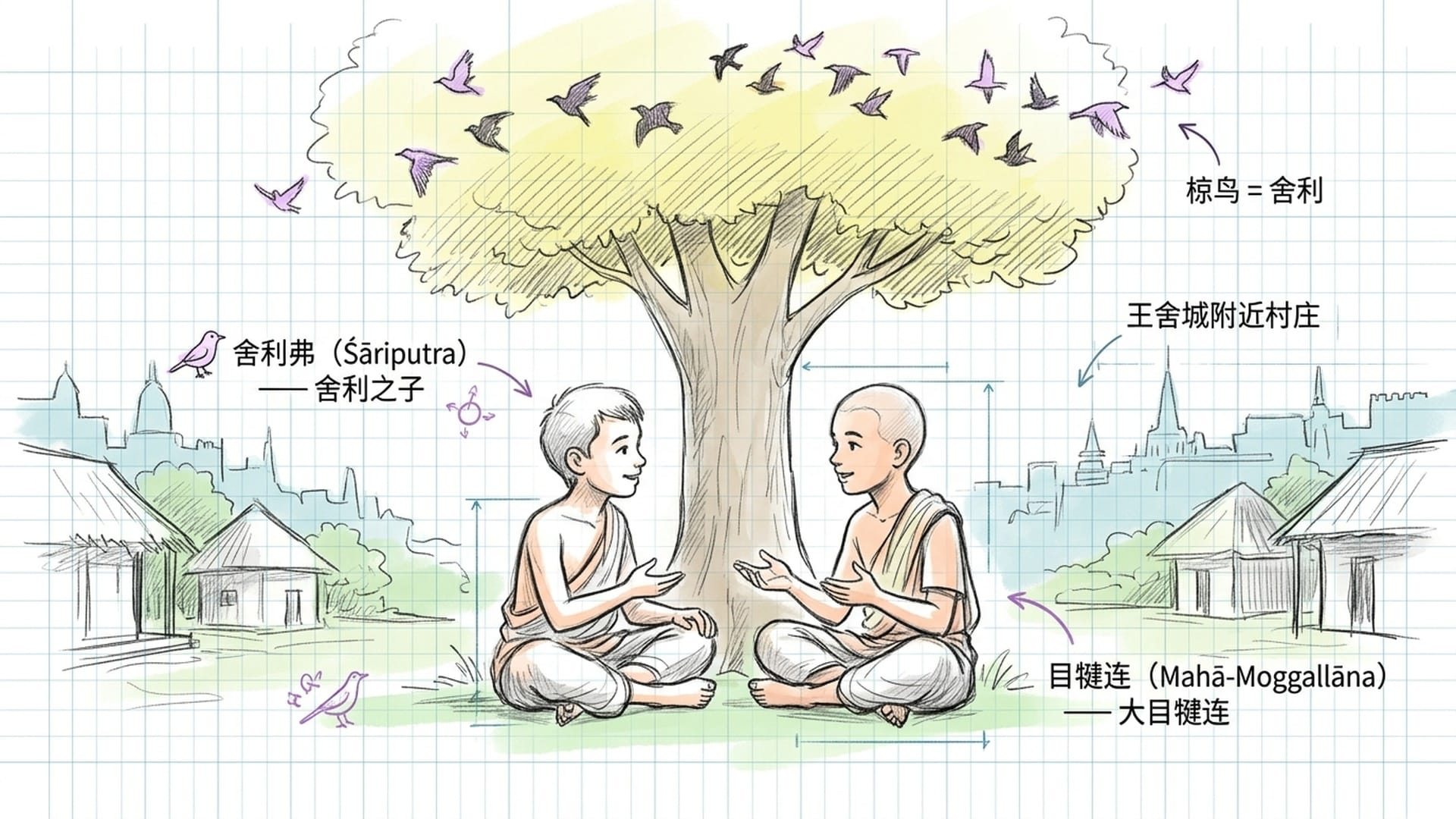 舍利弗与目犍连的出身与相遇