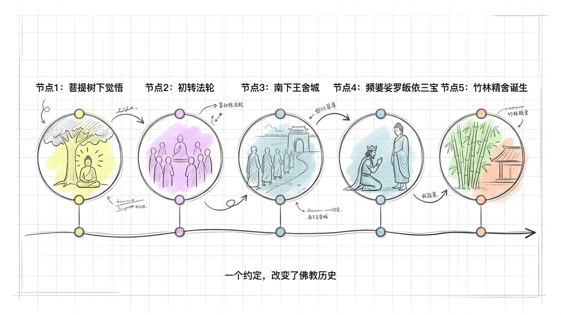 佛陀履行约定，频婆娑罗皈依，竹林精舍诞生