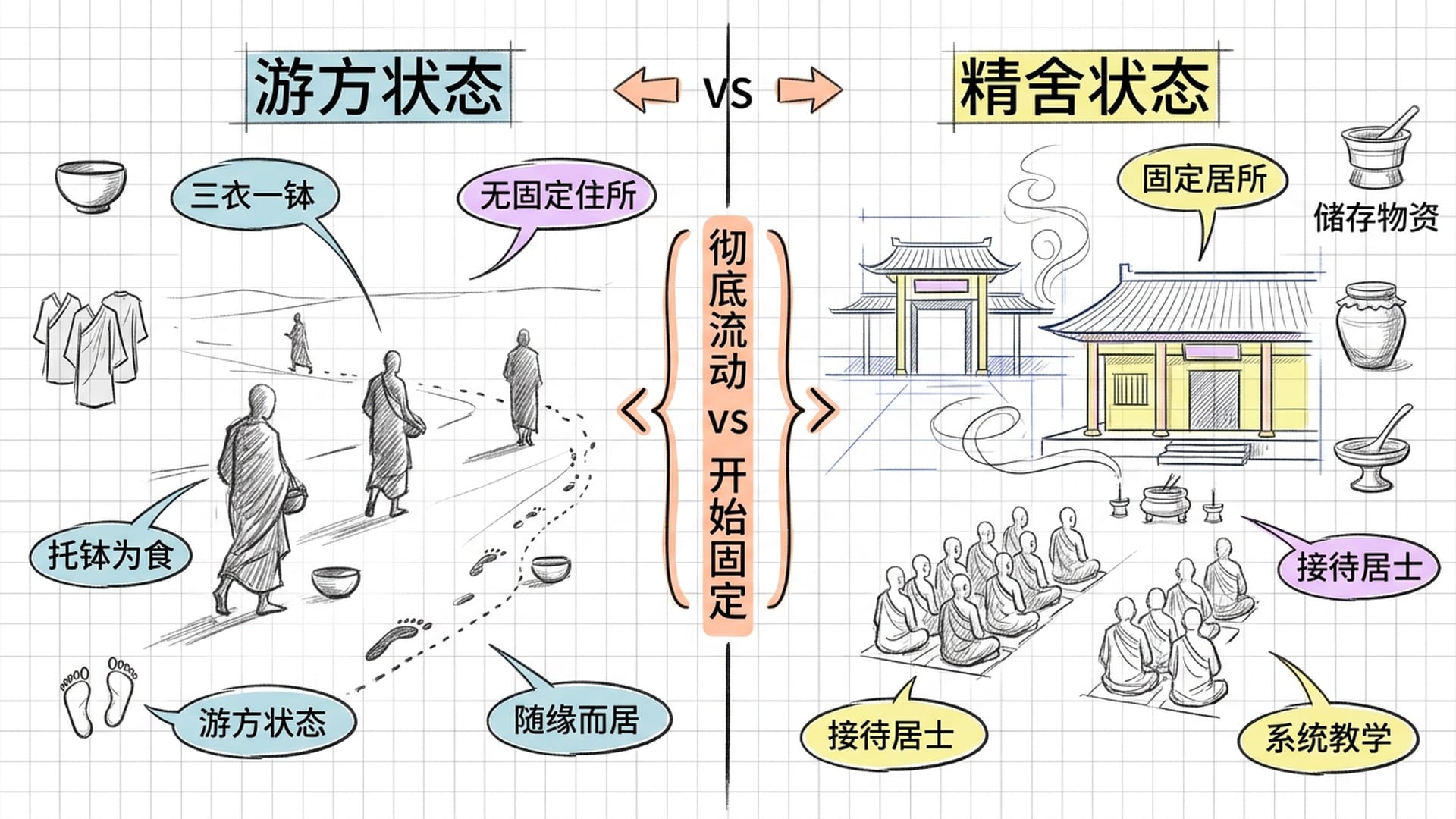 游方僧团与竹林精舍的对比