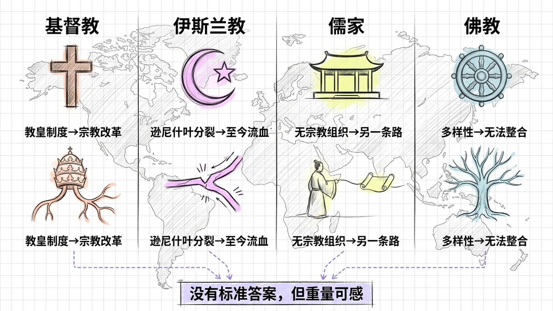 不同宗教传承的命运对比