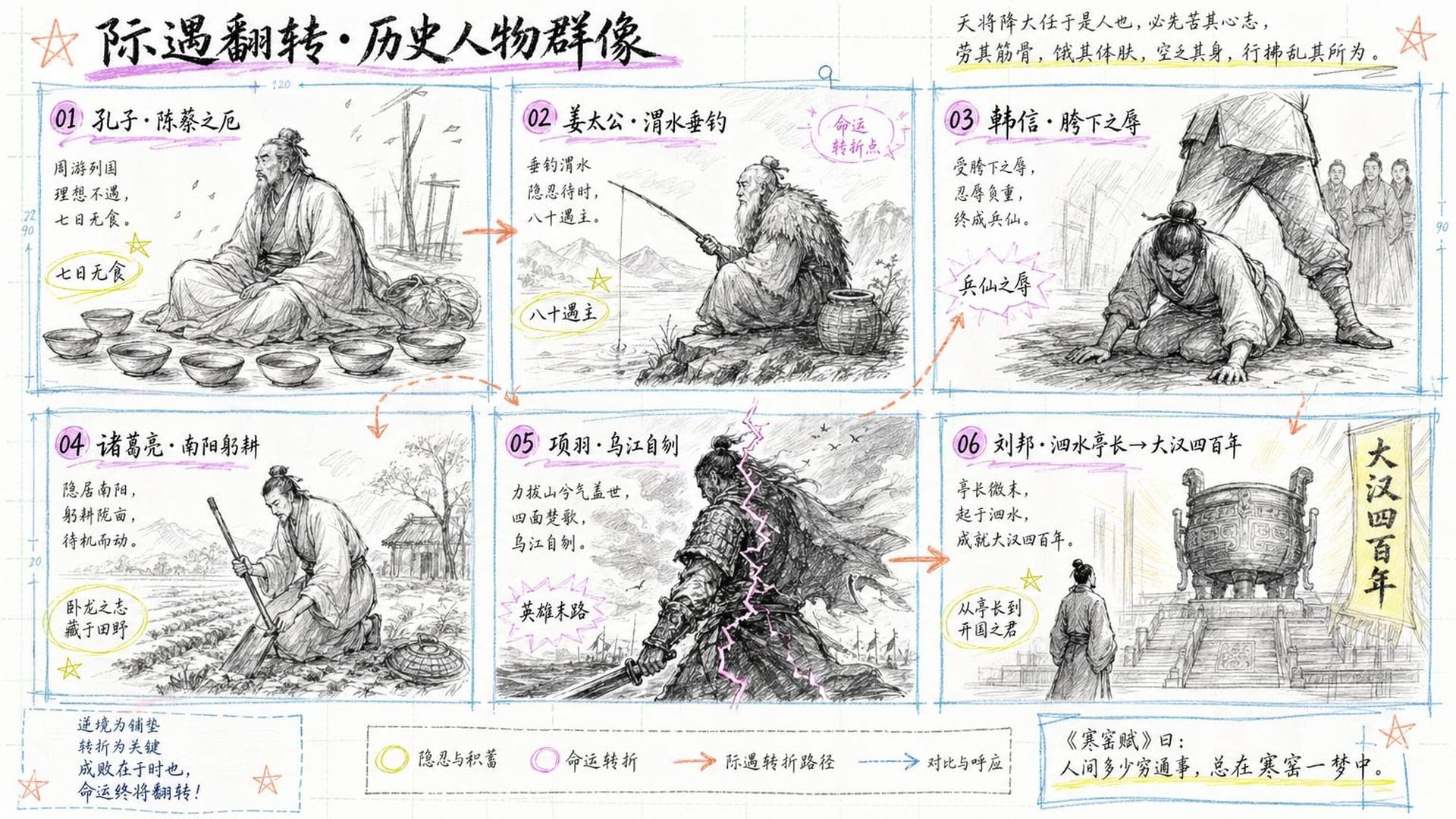 历史人物群像：孔子、姜太公、韩信、诸葛亮、刘邦、项羽