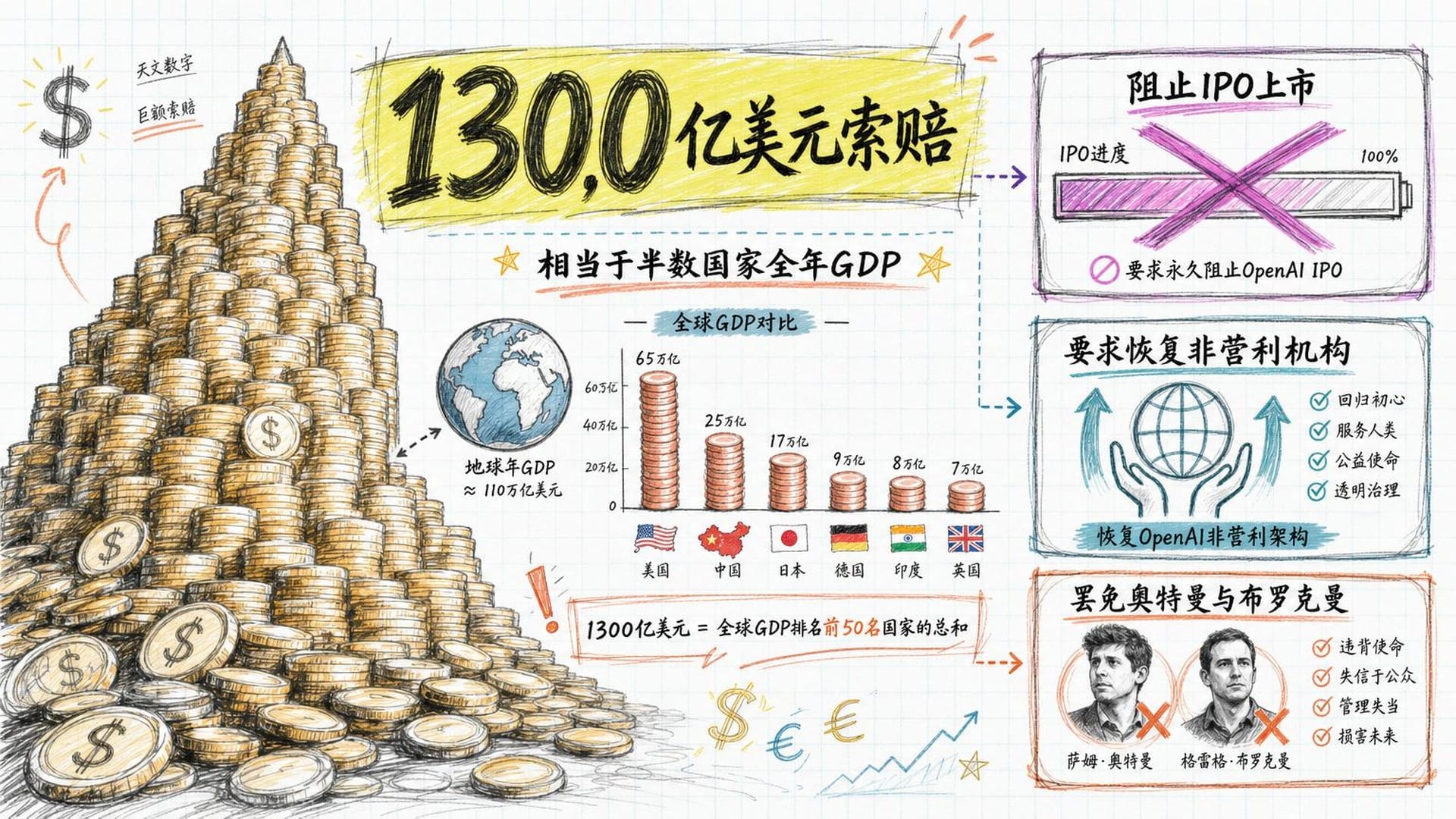 索赔金额：1300亿美元